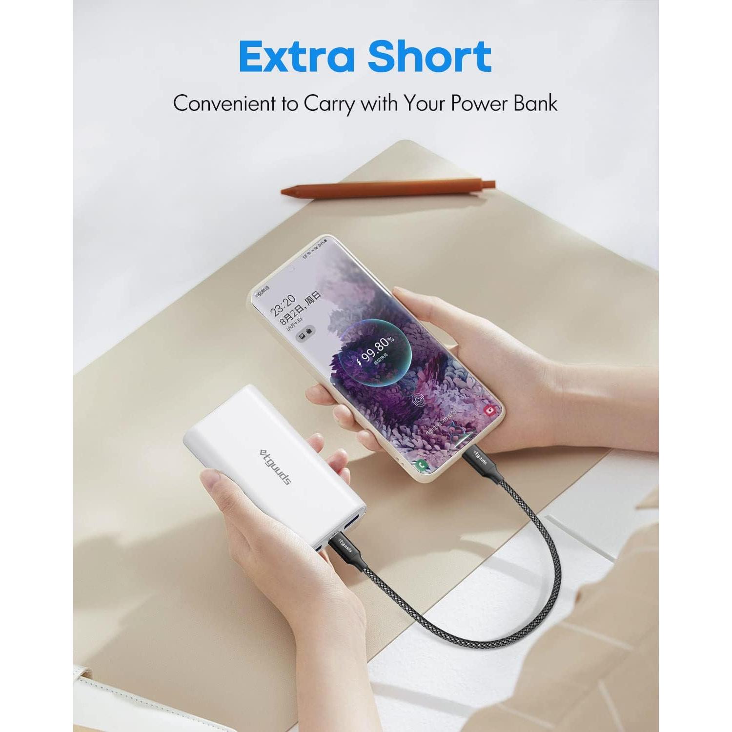 Cable USB C a USB C etguuds 0.15m 60W Carga Rápida - Paquete de 2