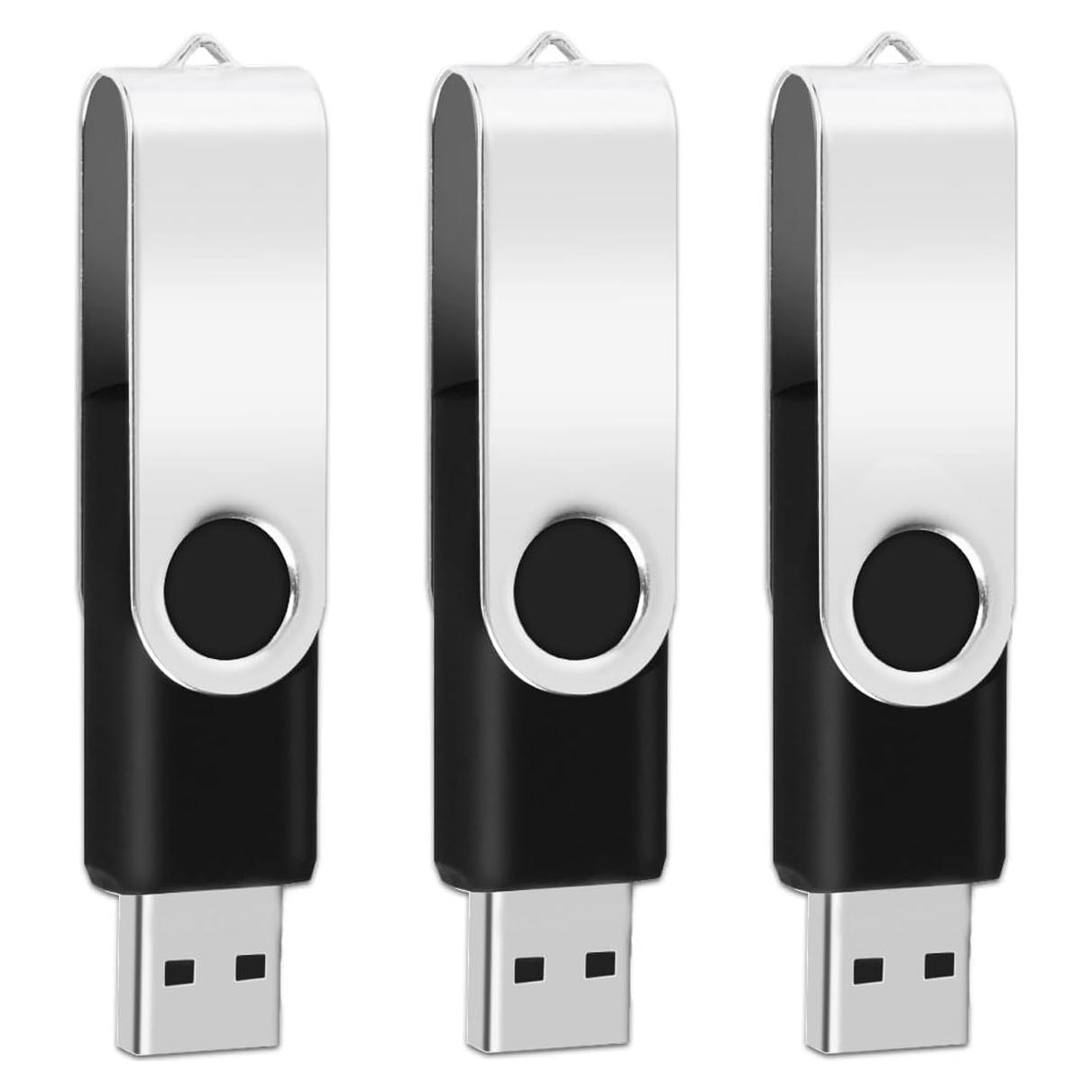 3 Unidades USB 2.0 1GB EASTBULL Flash Drive Metal Negro