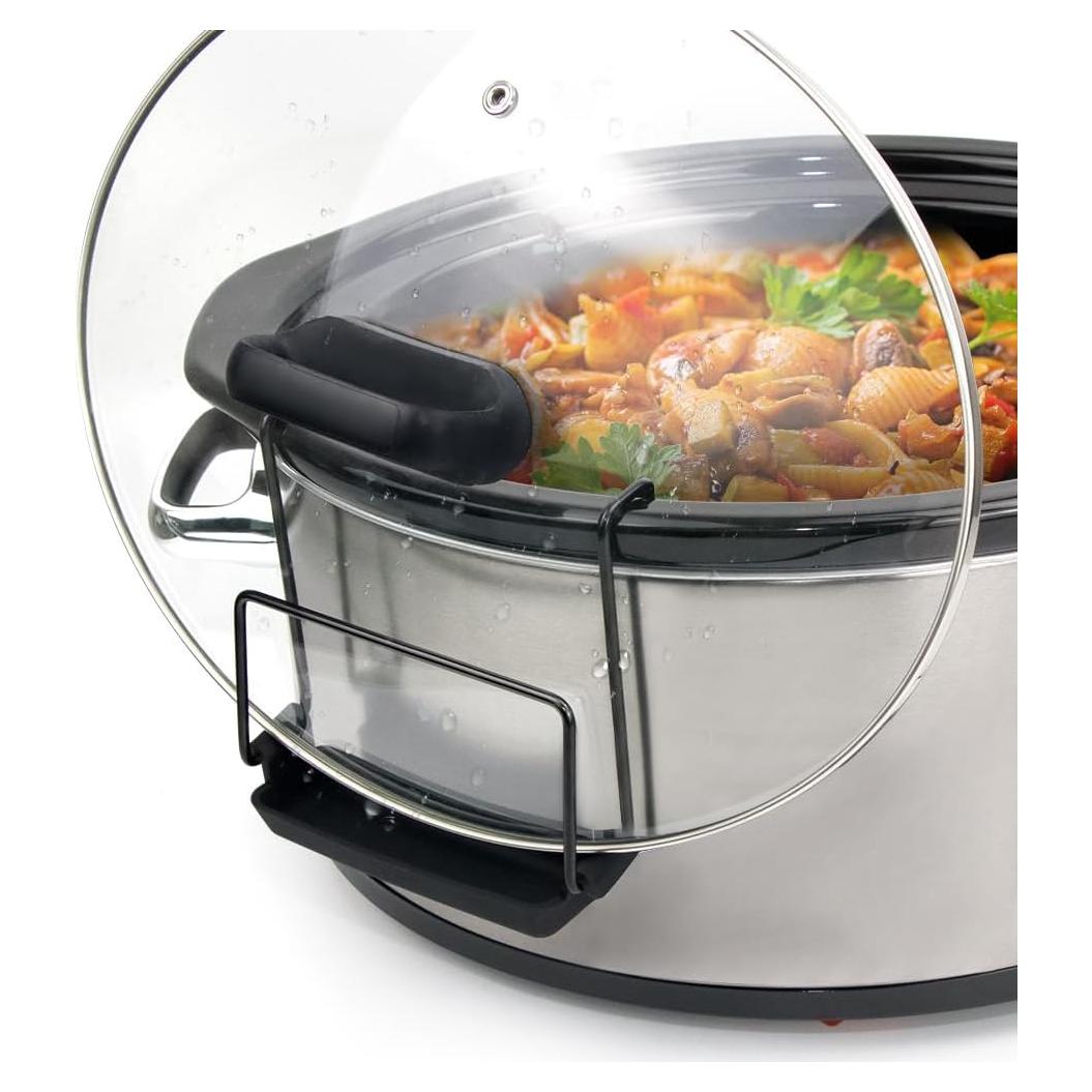 Soporte para Tapa de Olla de Cocción Lenta SOPHICO - Acero Inoxidable y Silicona, 2 Paquete