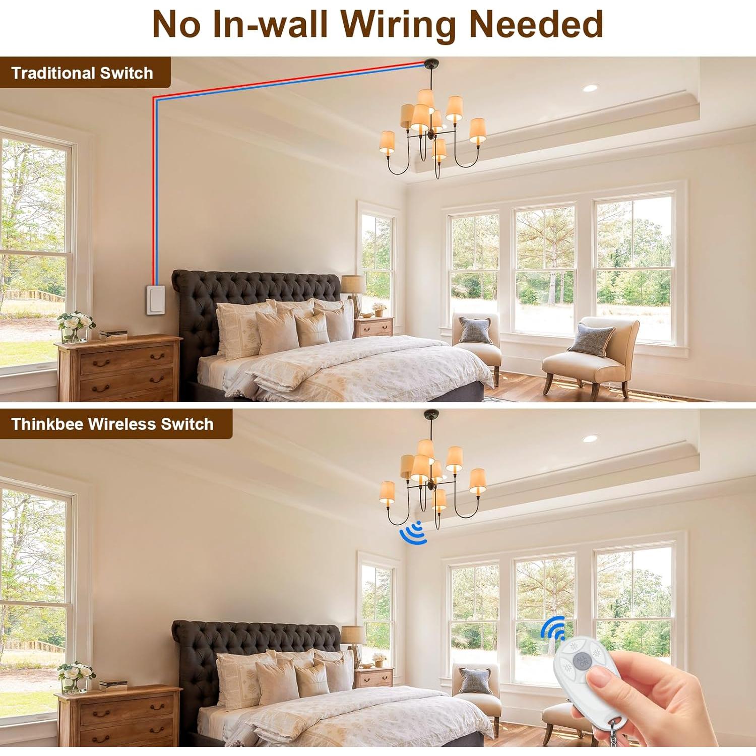 Kit Interruptor Inalámbrico Thinkbee WL11C, Control Remoto 3 Teclas