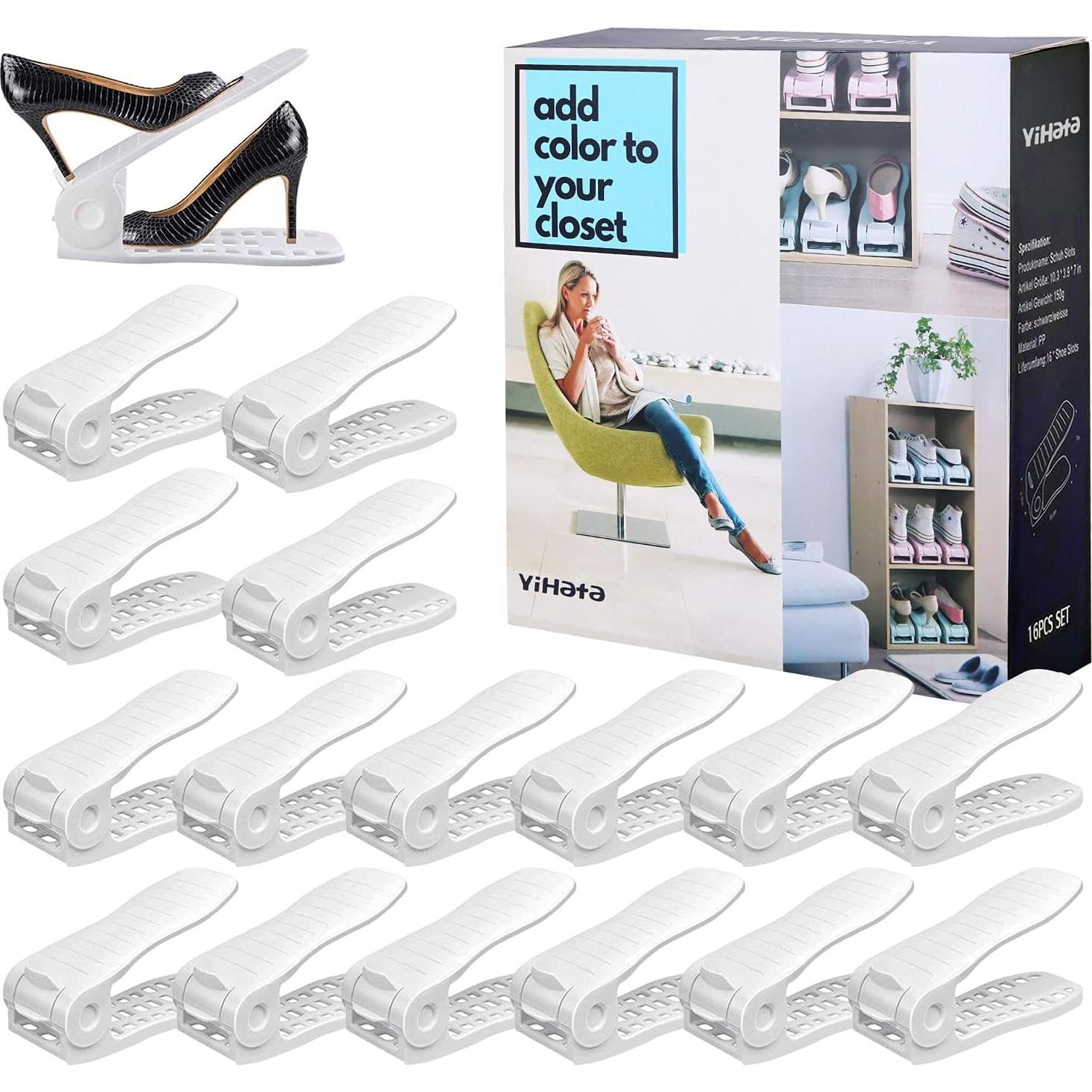 Organizador de Zapatos YIHATA 16 Piezas Ajustable Blanco