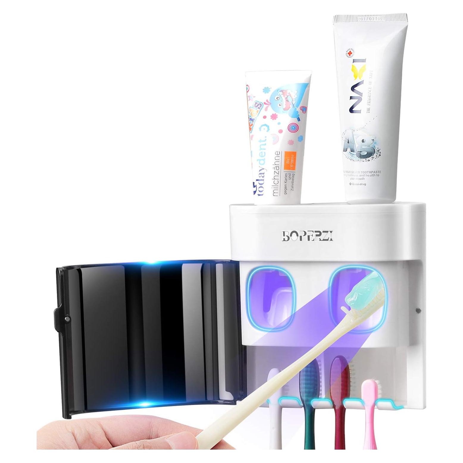 Soporte para Cepillos de Dientes Boperzi Negro con Dispensador Automático