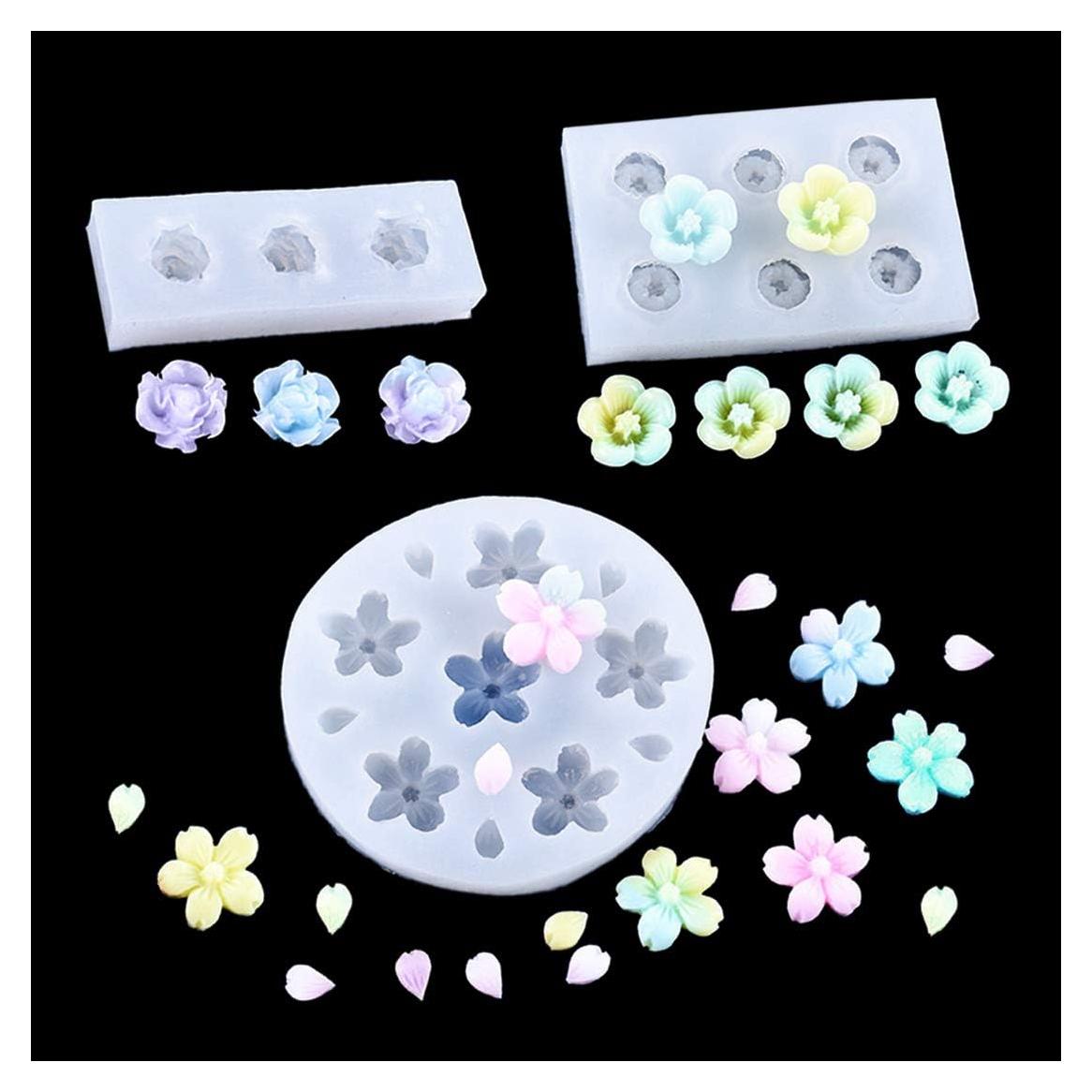 Molde de Resina de Flor Mini FineInno 3 Piezas Silicona
