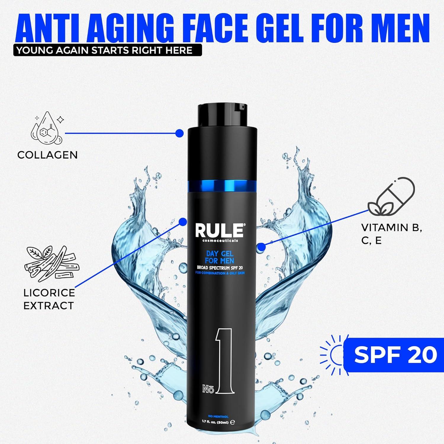 Gel Diurno Protector Solar SPF 20 Rule 50 mL para Hombres