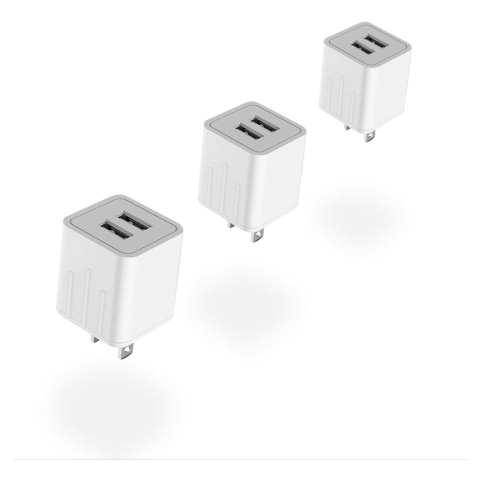 Cargador de Pared USB-A Doble Puerto 10W GKW 3Pack Blanco