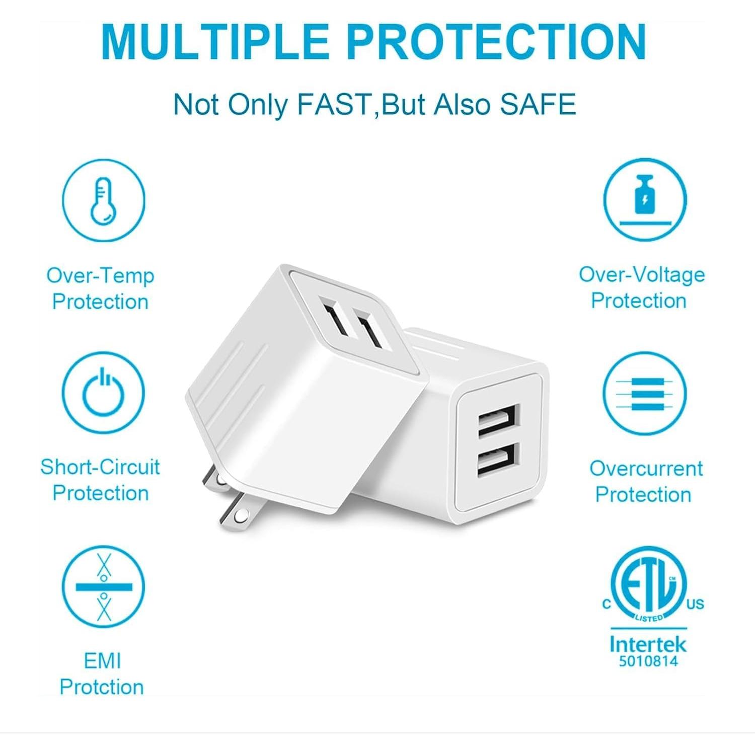 Cargador de Pared USB-A Doble Puerto 10W GKW 3Pack Blanco