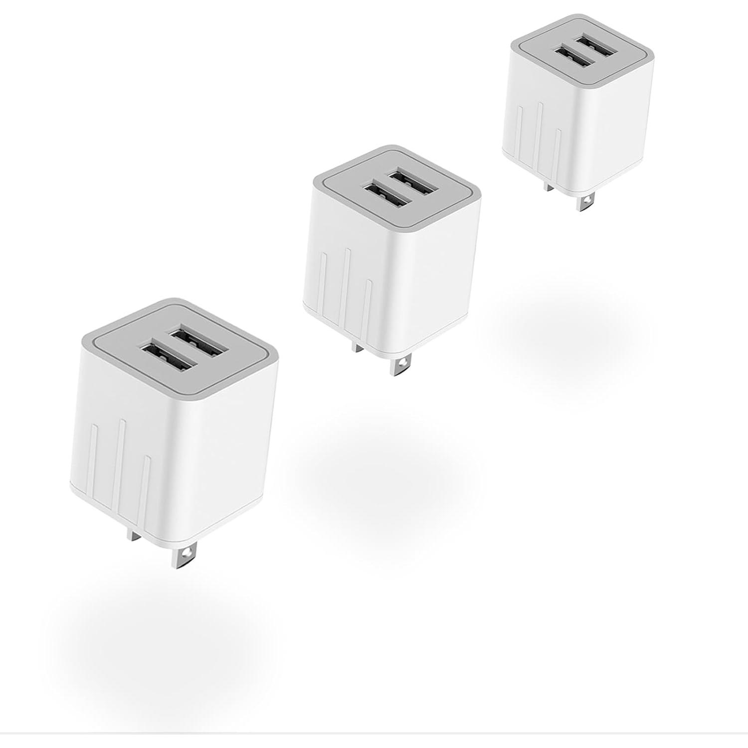 Cargador de Pared USB-A Doble Puerto 10W GKW 3Pack Blanco