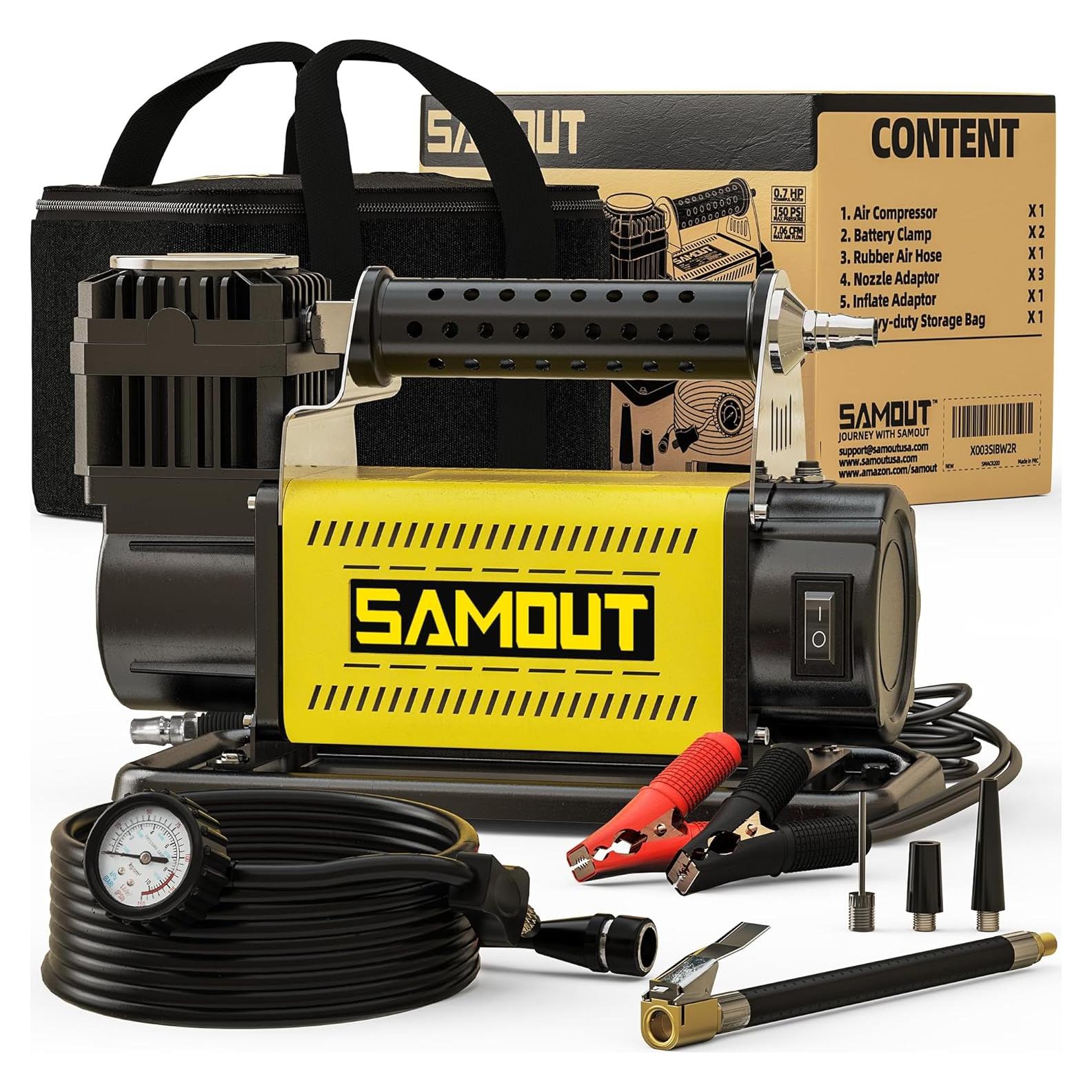 Compresor de Aire SAMOUT 12V 7.06 CFM 150 PSI para Neumáticos Offroad