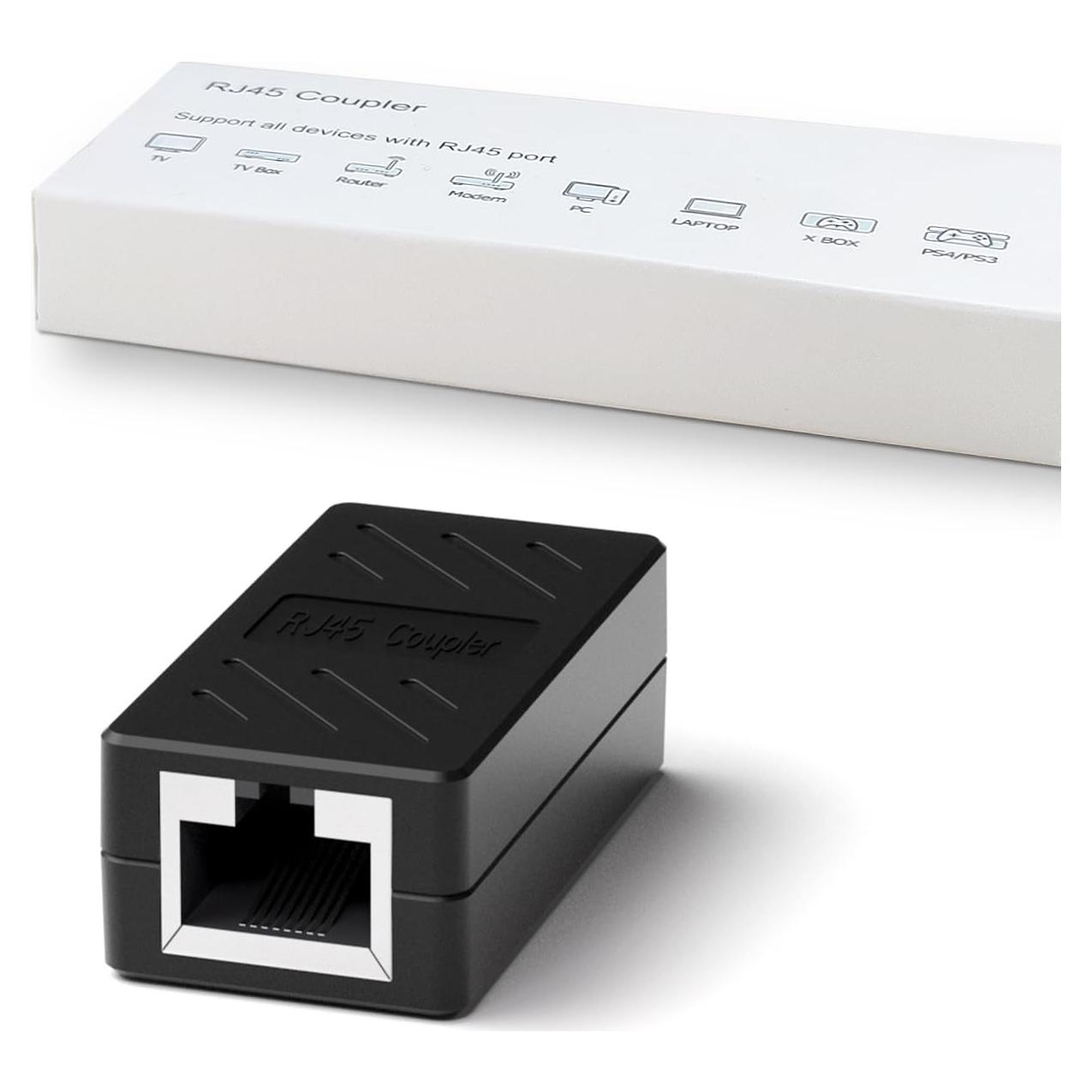 Acoplador RJ45 Dingsun Hembra a Hembra para Ethernet Cat5e/6/7 - Negro