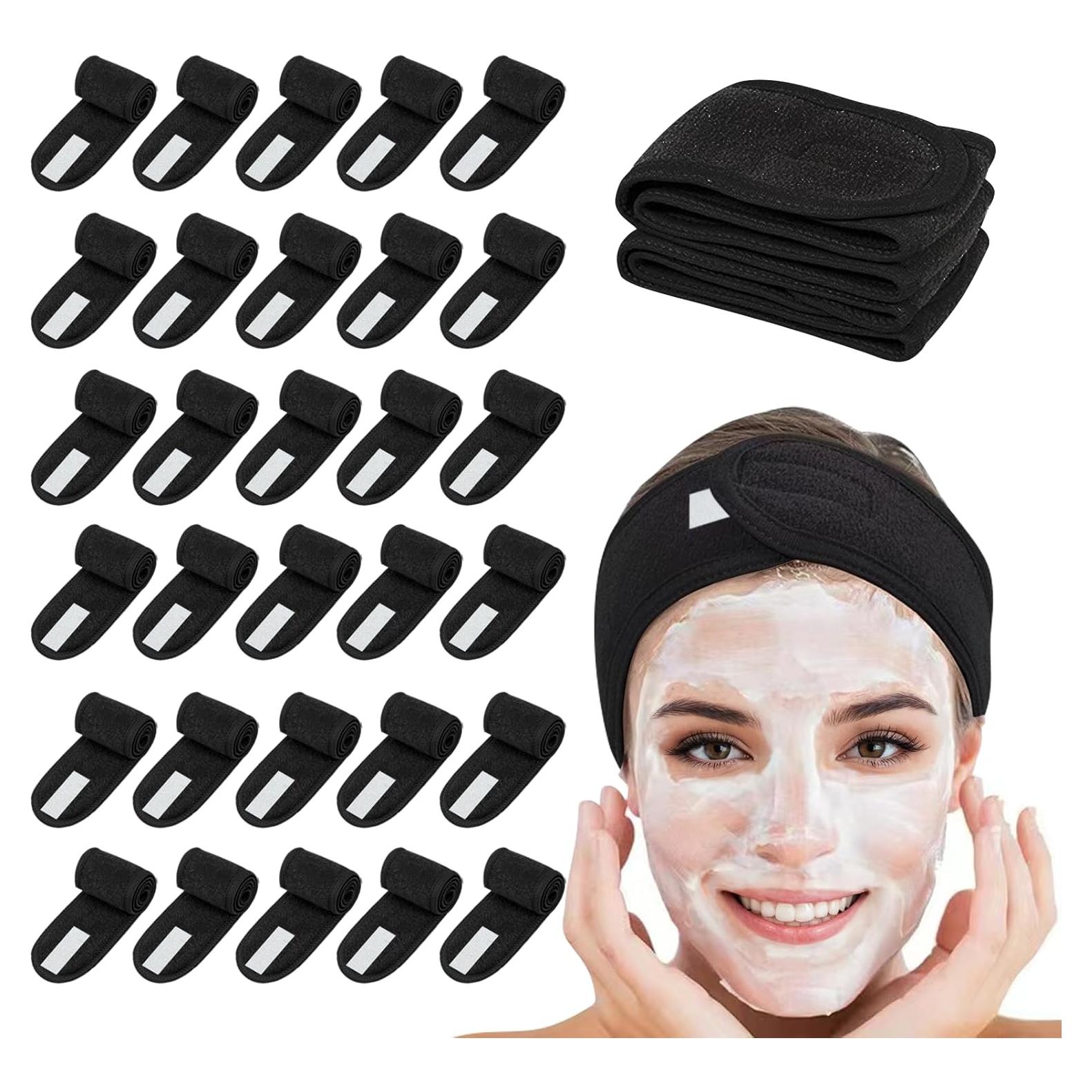 Paquete de 30 diademas de spa JACYUIG ajustables negras