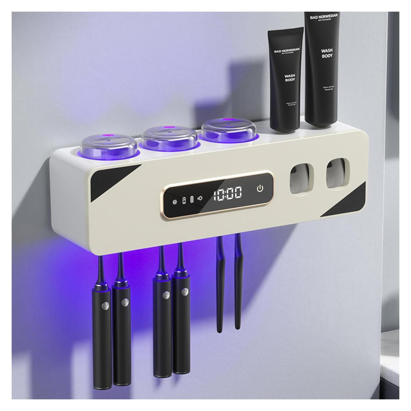 Soporte para Cepillos de Dientes Wekity Blanco con Dispensador Automático