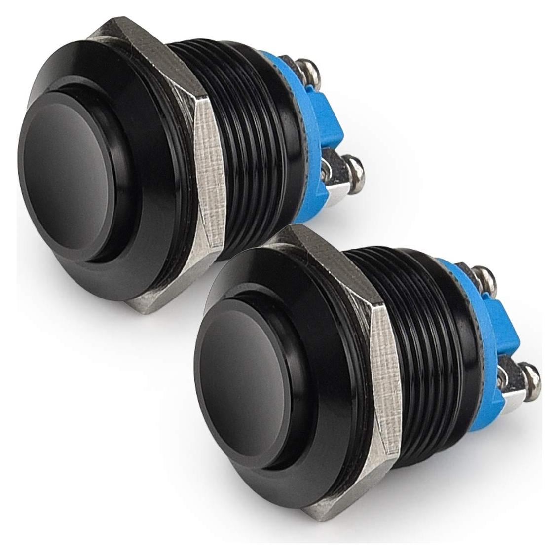 Interruptor Momentáneo APIELE 19mm 5A IP65 Aluminio Negro