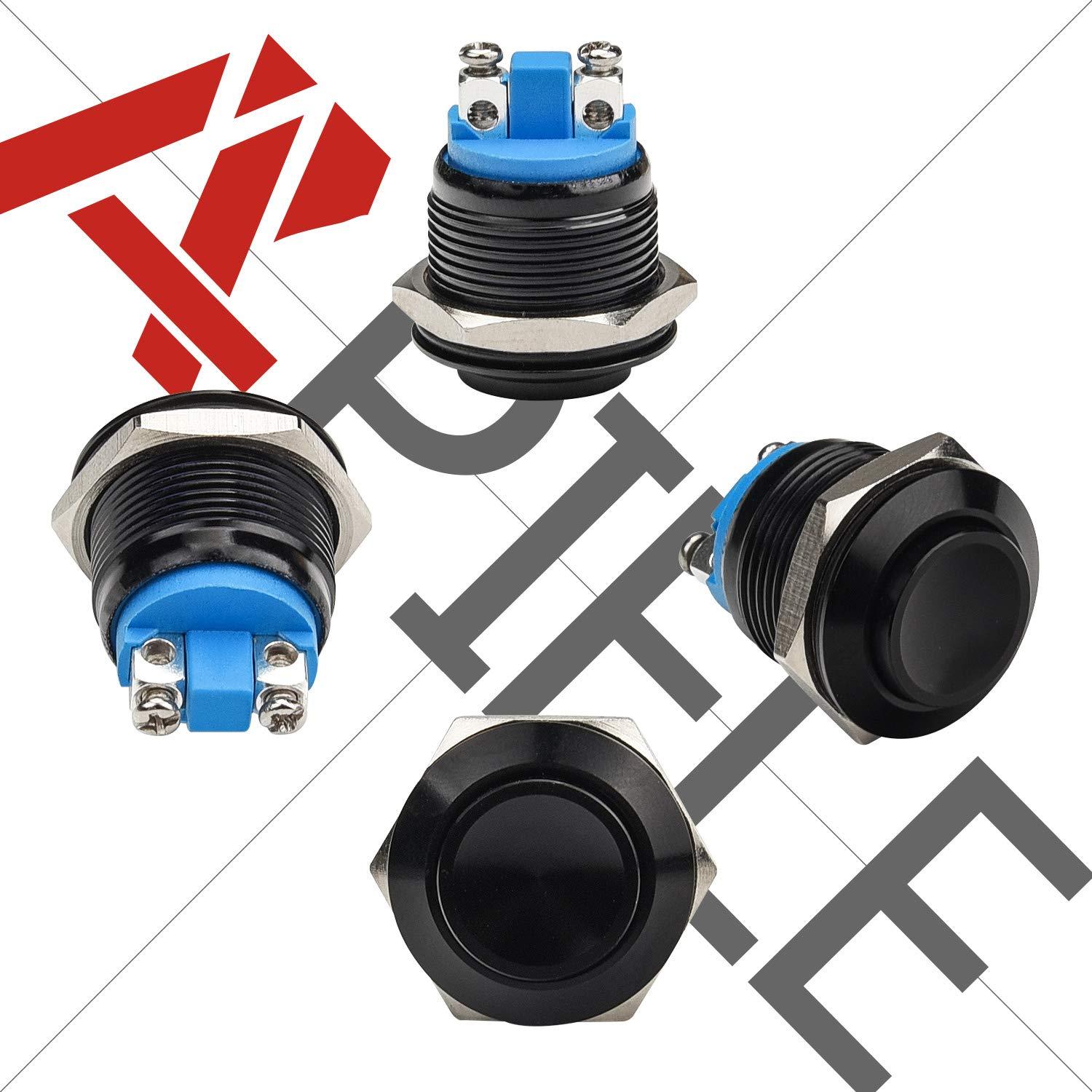 Interruptor Momentáneo APIELE 19mm 5A IP65 Aluminio Negro