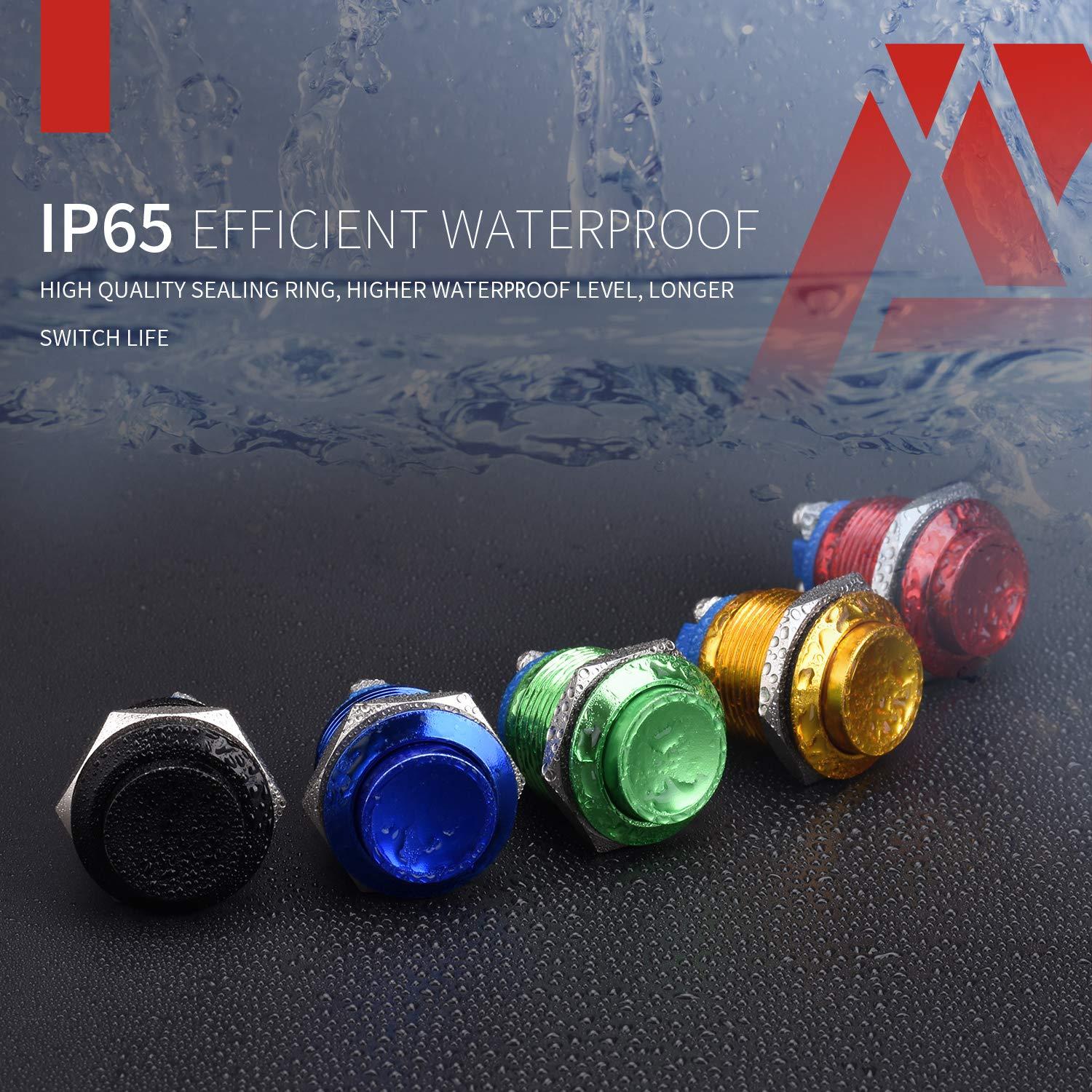 Interruptor Momentáneo APIELE 19mm 5A IP65 Aluminio Negro