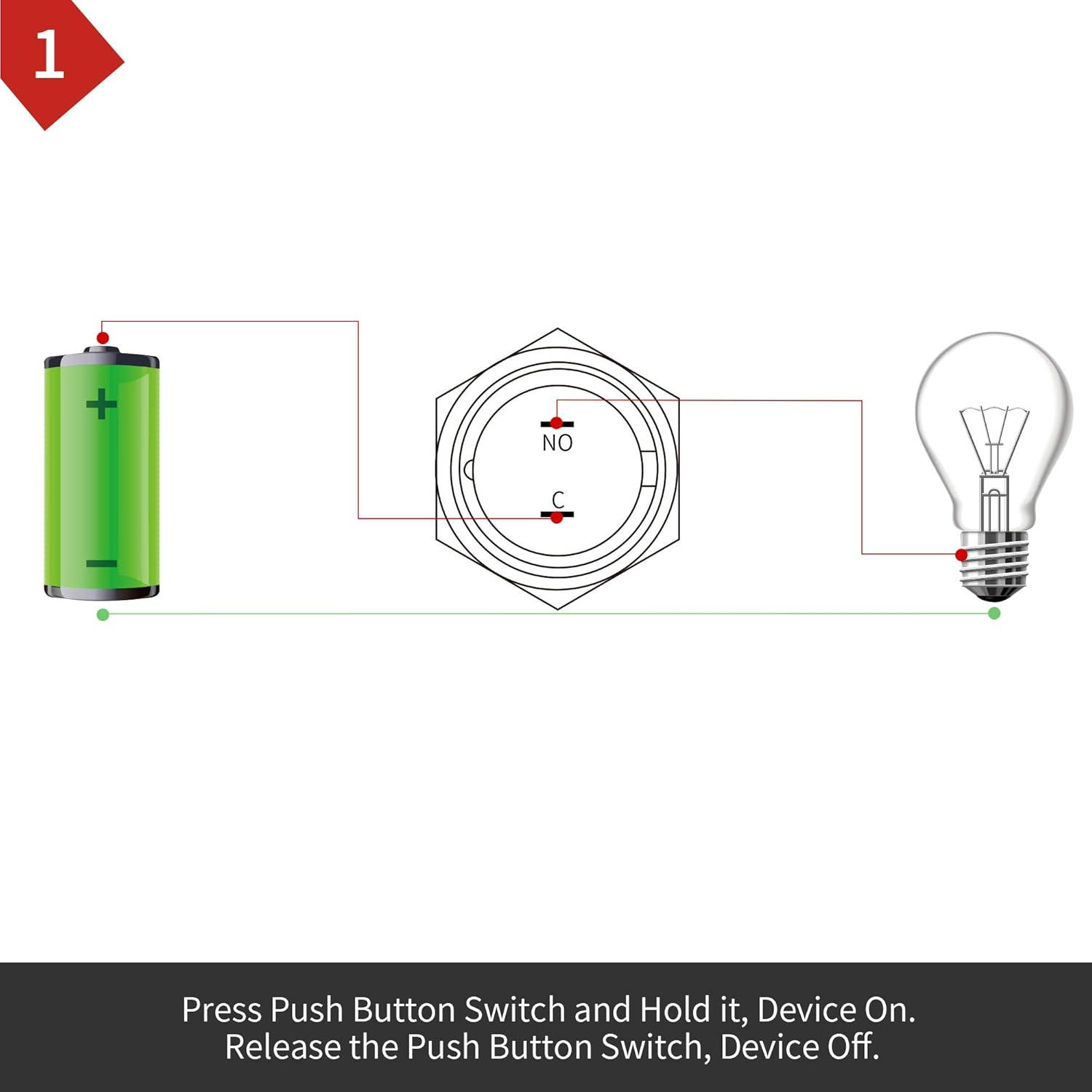 Interruptor Momentáneo APIELE 19mm 5A IP65 Aluminio Negro