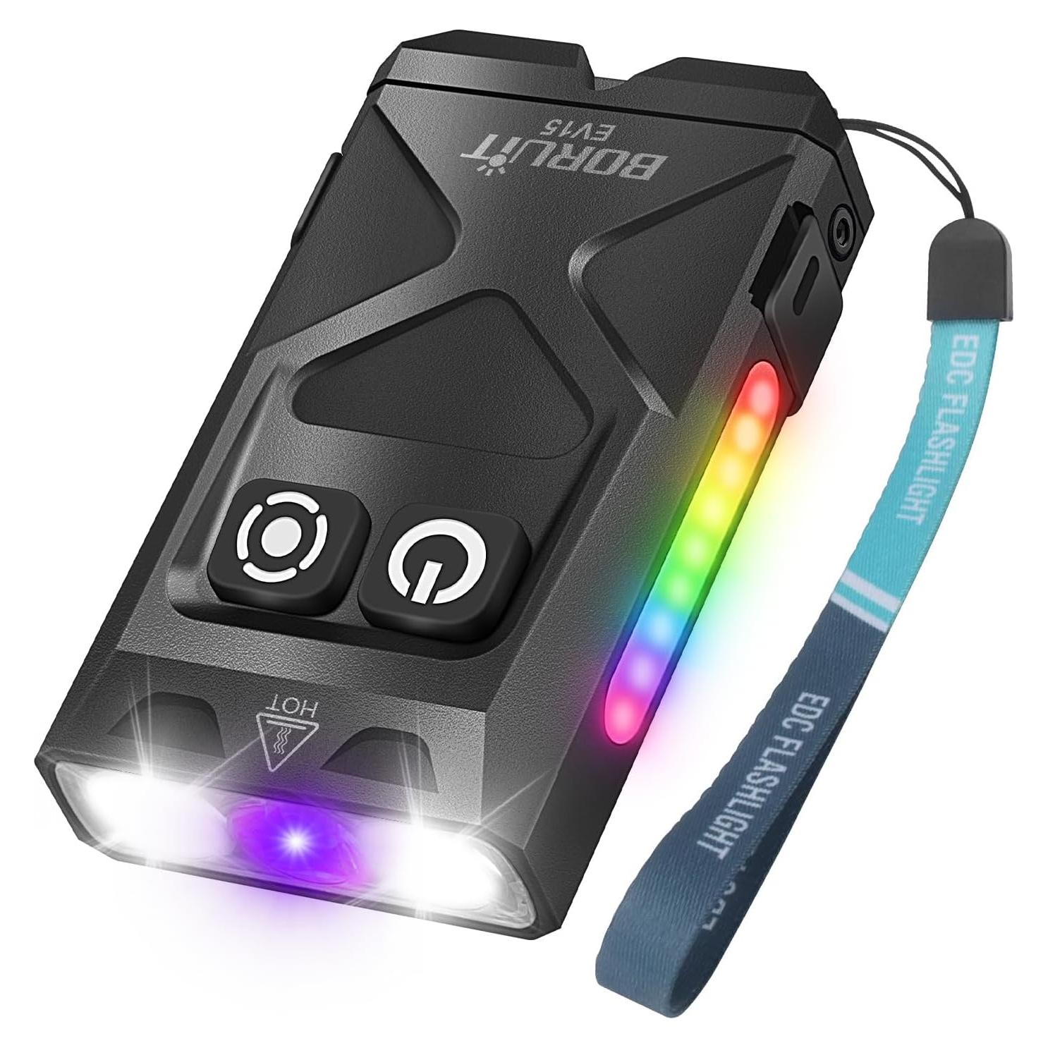 Linterna EDC BORUIT EV15 USB-C 1000 Lúmenes IP65 Negra