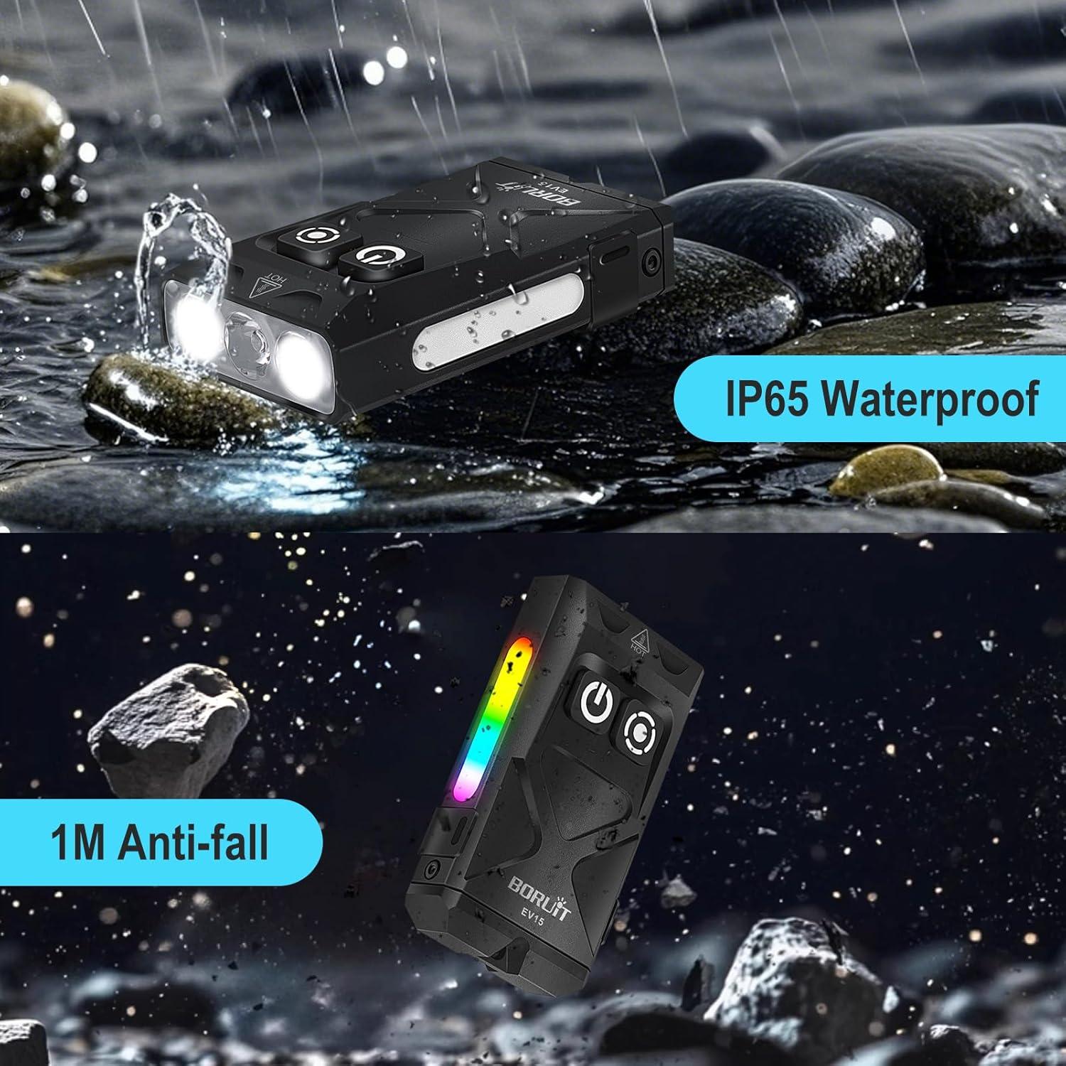 Linterna EDC BORUIT EV15 USB-C 1000 Lúmenes IP65 Negra