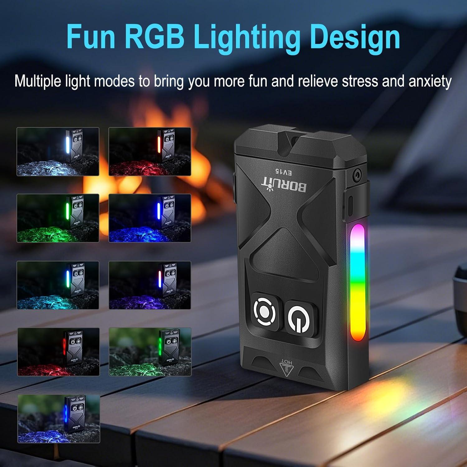 Linterna EDC BORUIT EV15 USB-C 1000 Lúmenes IP65 Negra