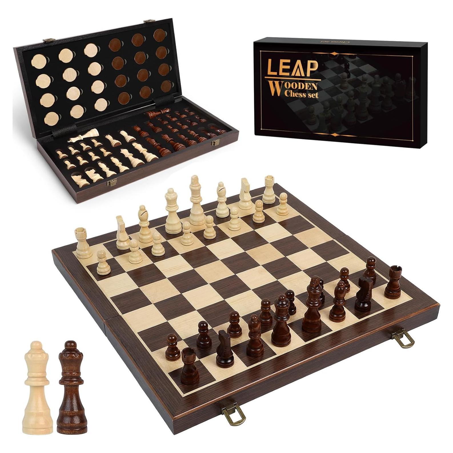 Tablero de Ajedrez Plegable LEAP 39x39 cm Madera Ébano