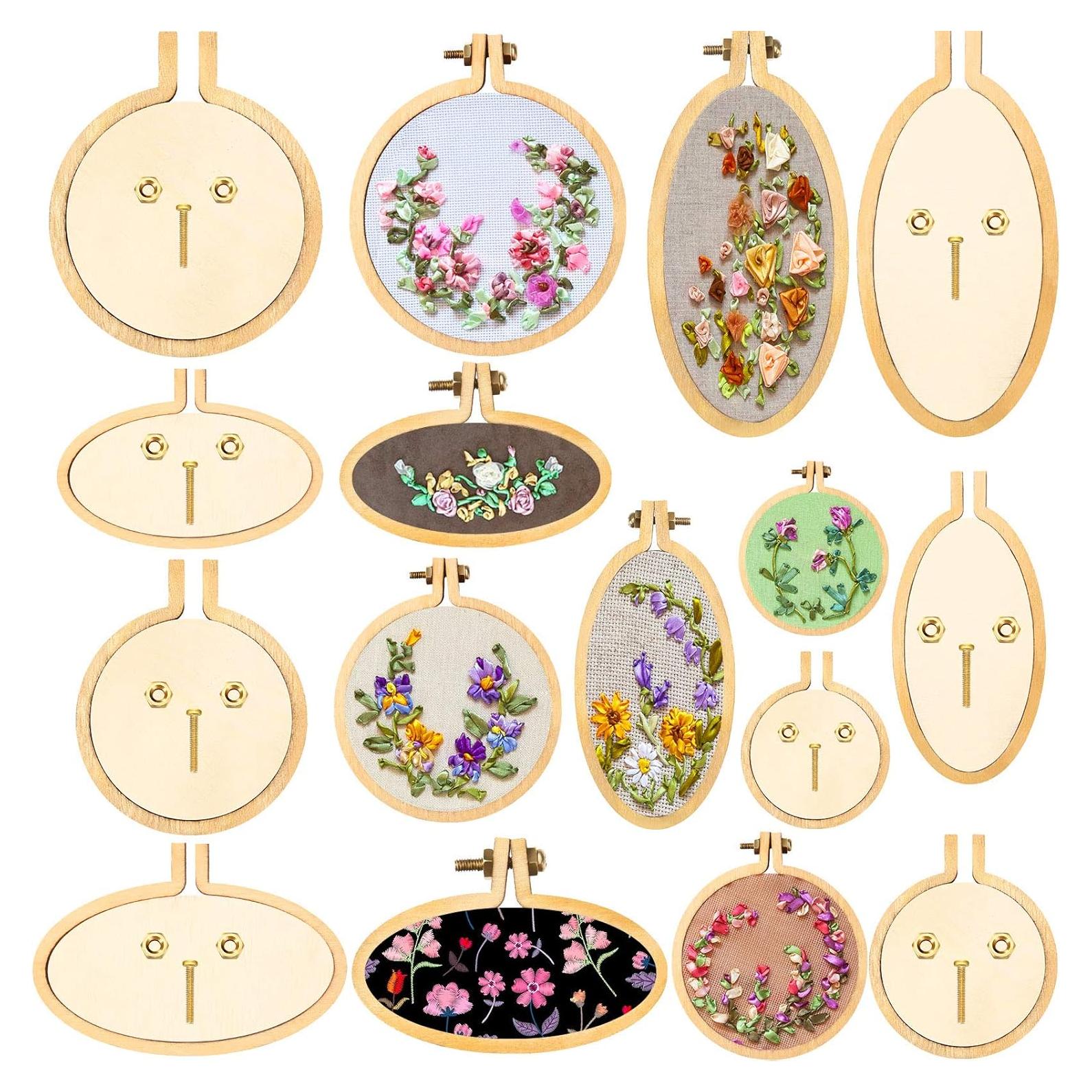 Mini Aros de Bordado de Madera Syhood - 8 Juegos Variados