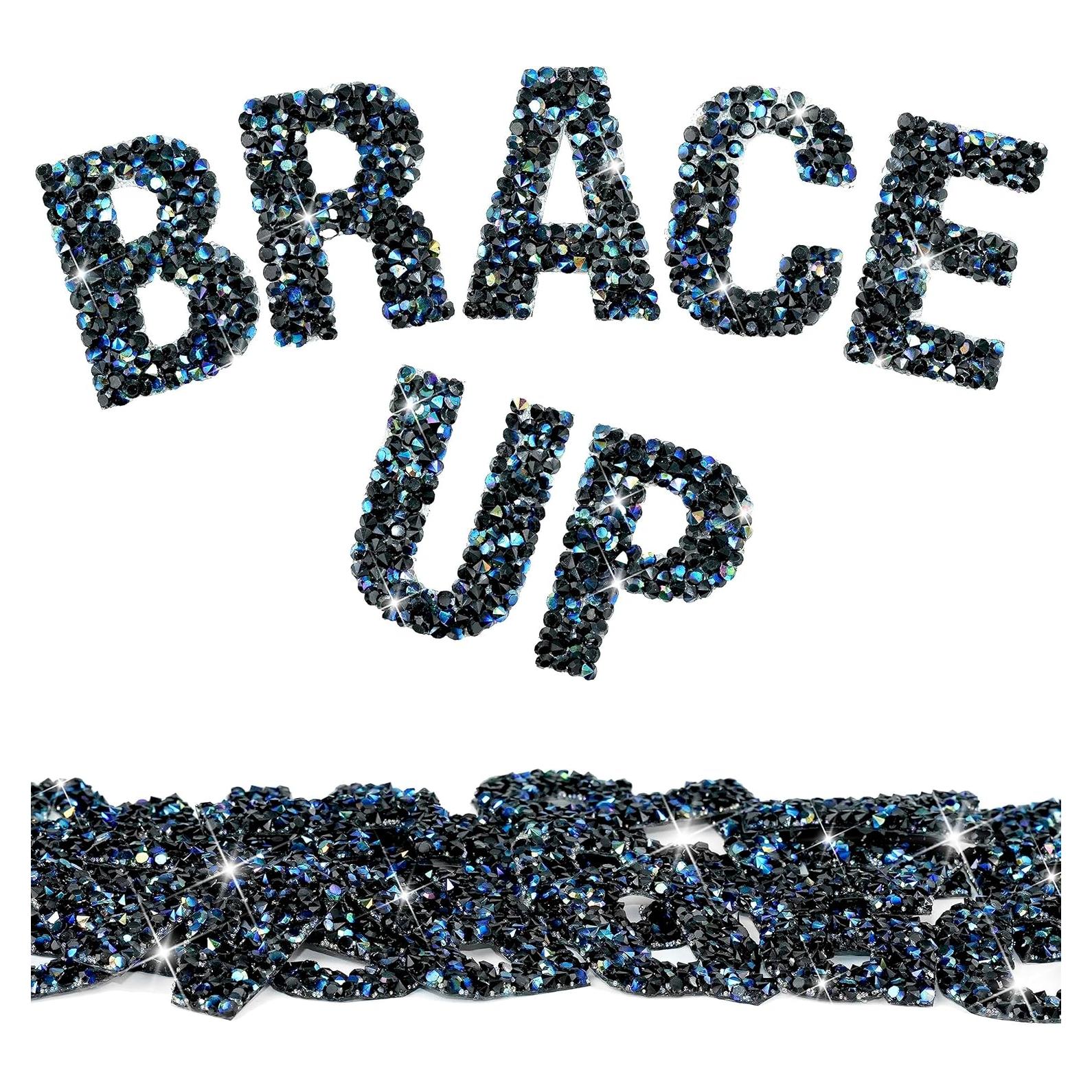 Stickers Letras Rhinestone Locacrystal 34Pcs 4cm Negro