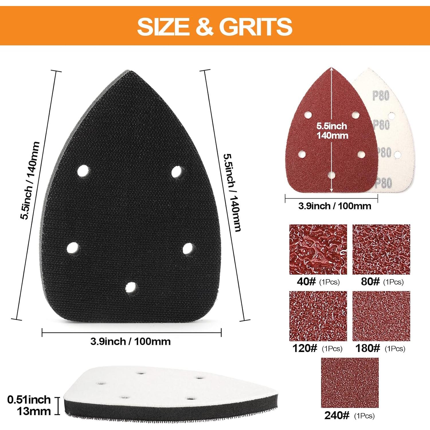 Almohadilla de Lijado Triangular POLIWELL 5 Agujeros con 5P Granos