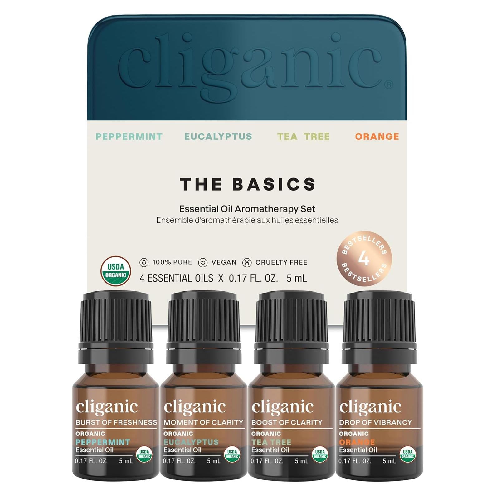 Set de Aceites Esenciales Orgánicos Cliganic - 4 Piezas 5ml