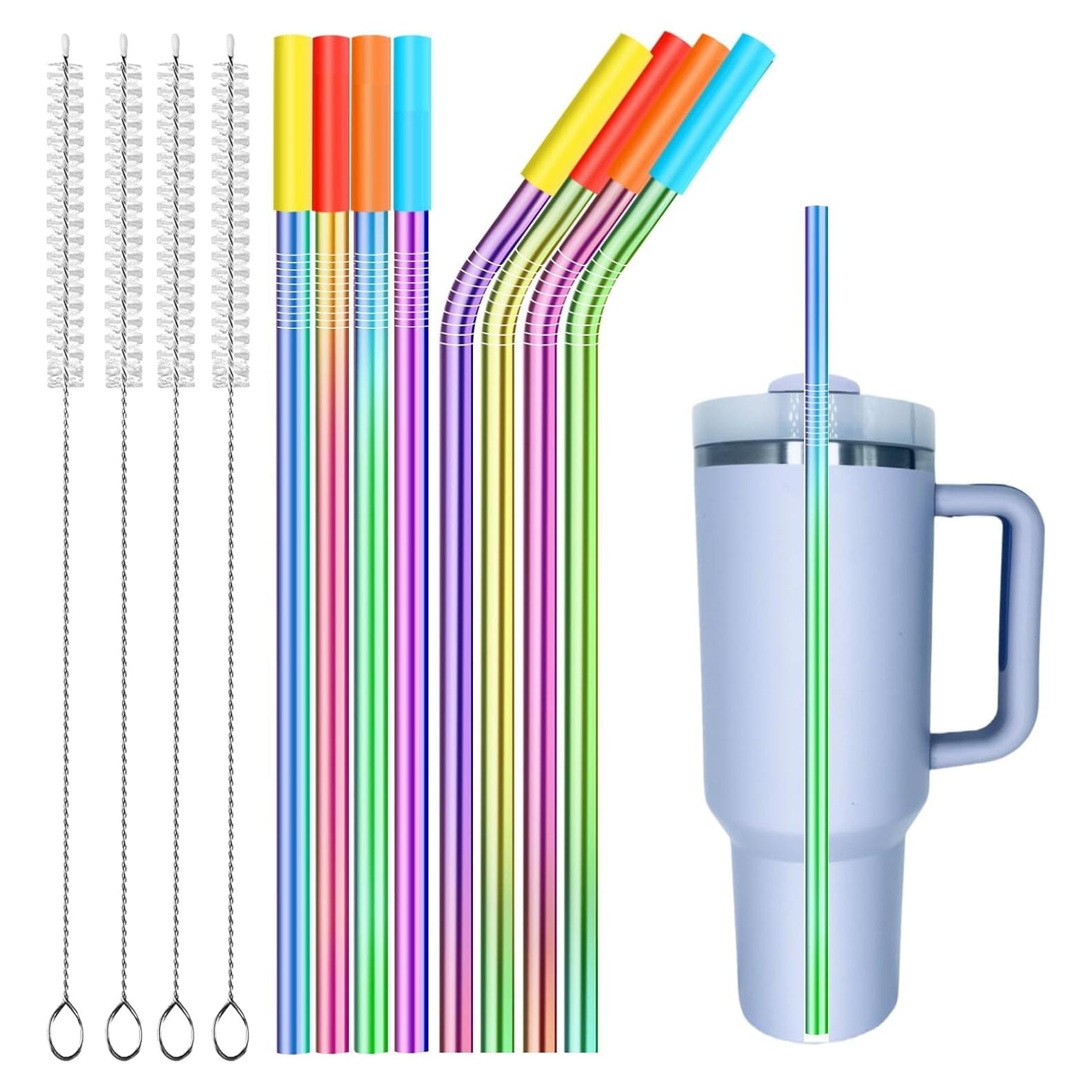 Popotes de Acero Inoxidable Keecomfy 30.99 cm Reutilizables 8 Unidades