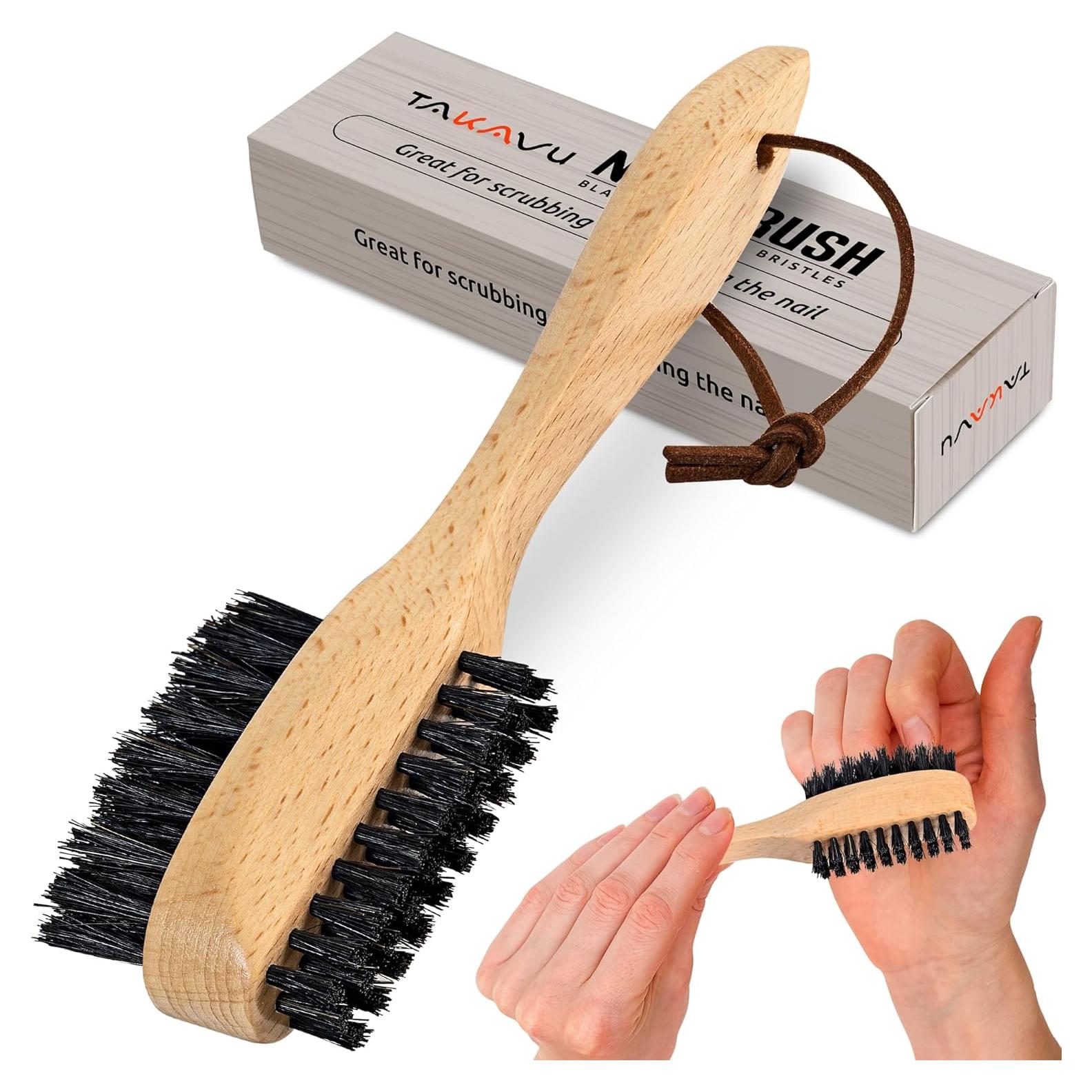 Cepillo de Uñas Takavu de Madera Natural y Cerdas Negras