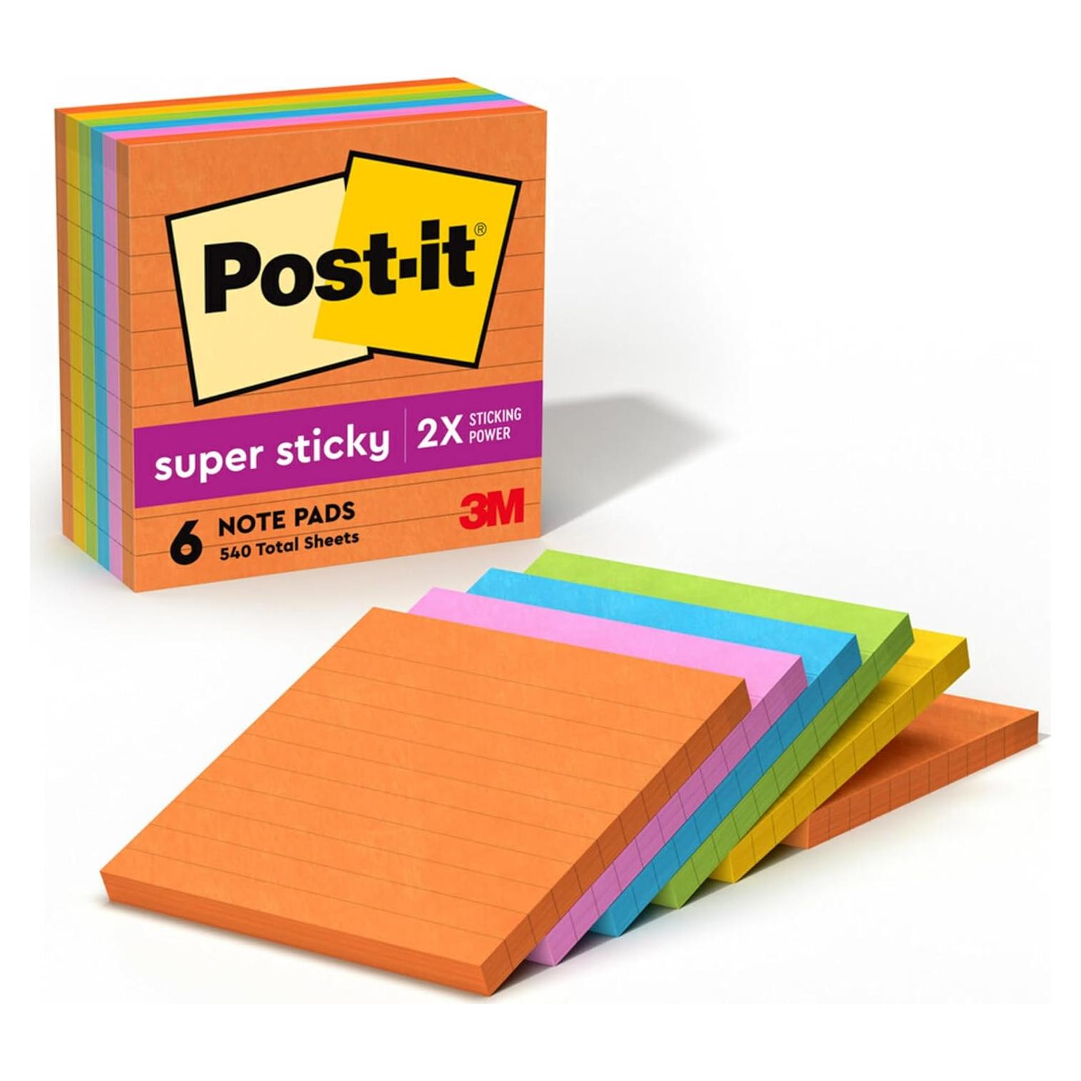 Notas Adhesivas Super Sticky Post-it 10.16 cm x 10.16 cm 6 Blocs