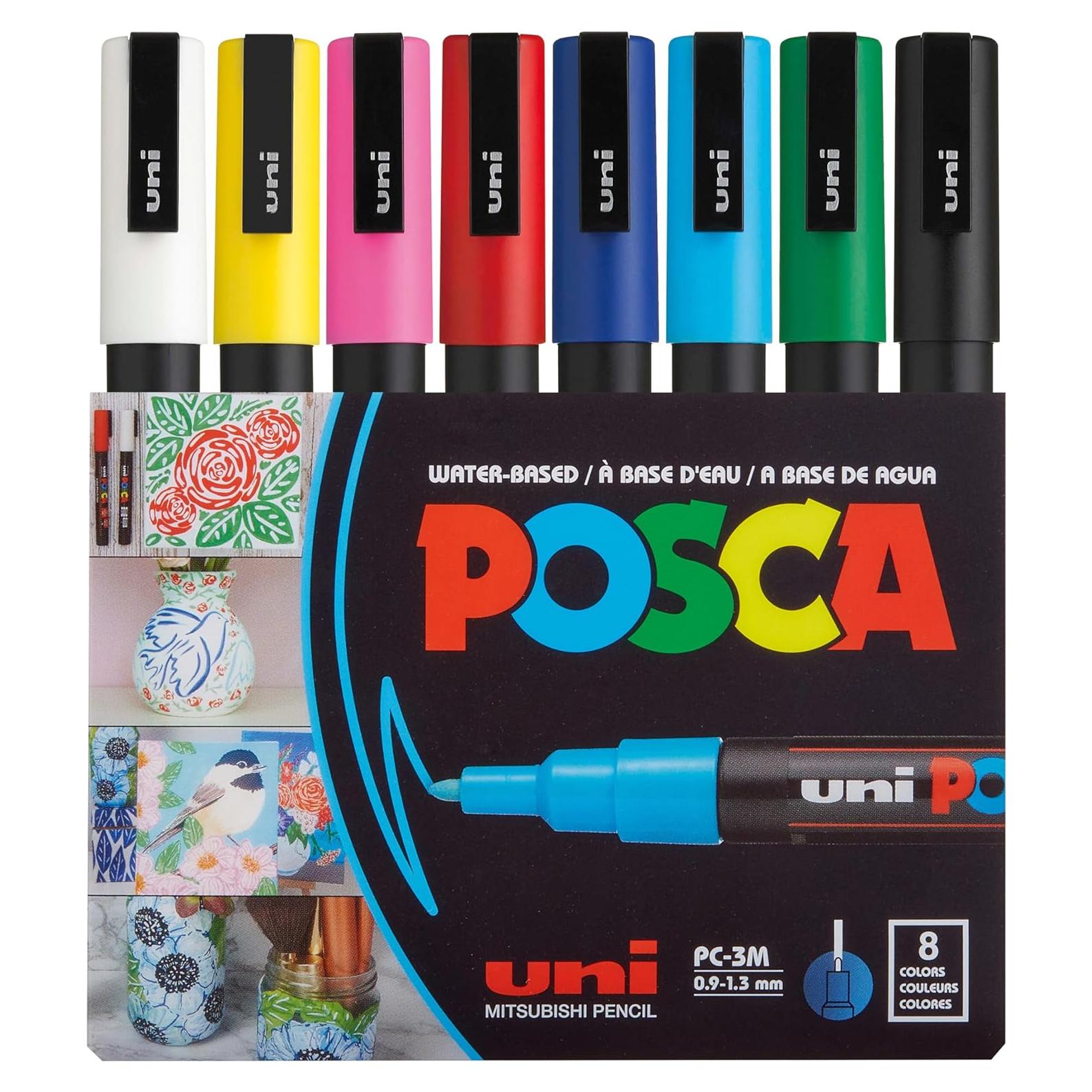 8 Marcadores de Pintura Uni Posca PC-3M Fino Multicolor