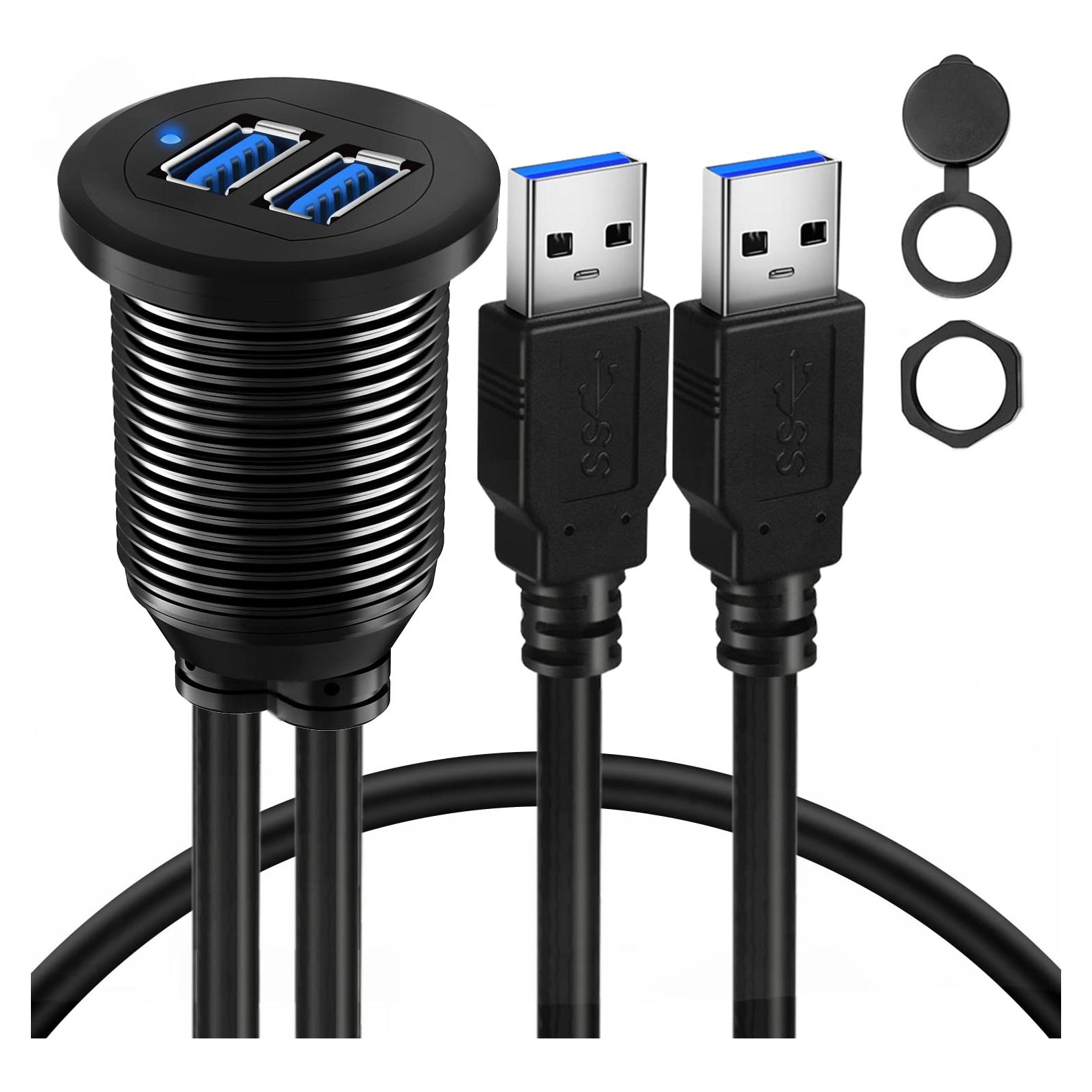Cable de Montaje en Panel USB 3.0 BATIGE Doble Puerto 30.48cm