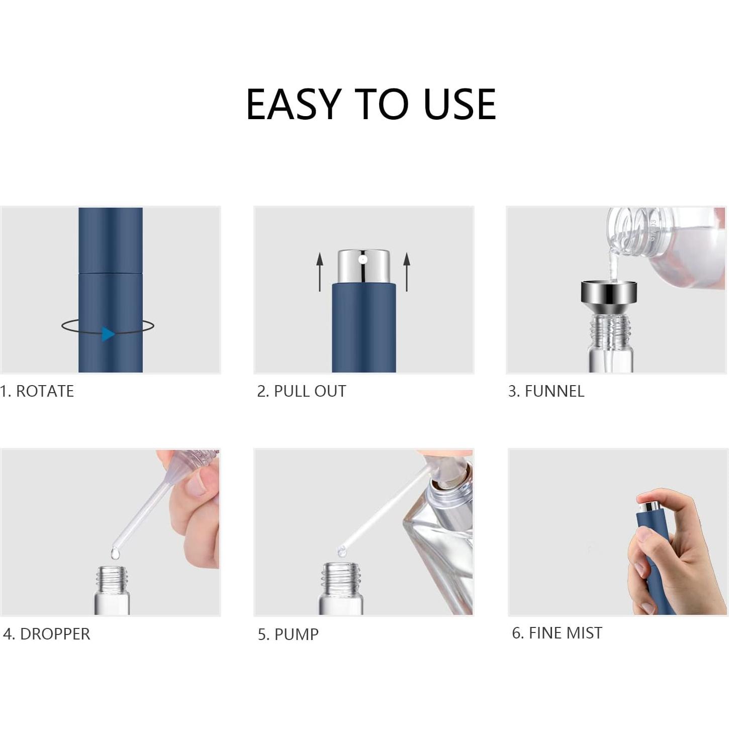 Atomizador de Perfume Portátil Lil Ray 8ml - 2 Piezas Negro y Azul