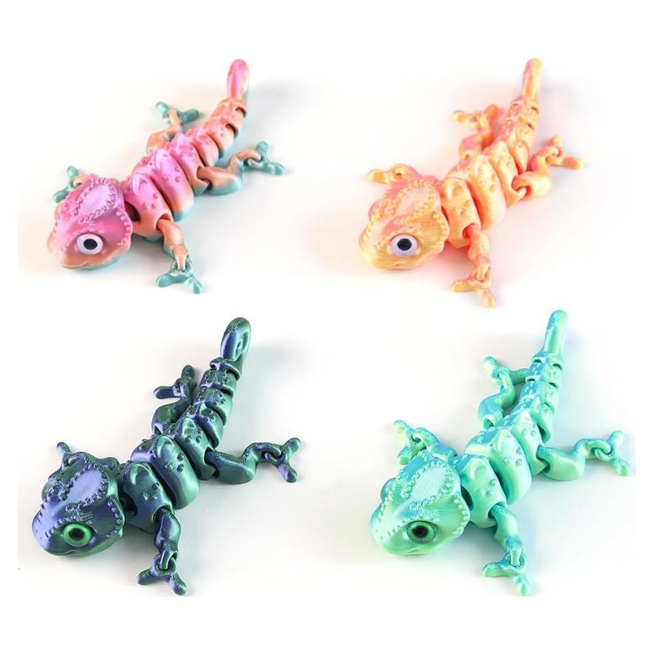 4 Piezas Camaleón Impreso en 3D Jorkei, Juguetes Antiestrés