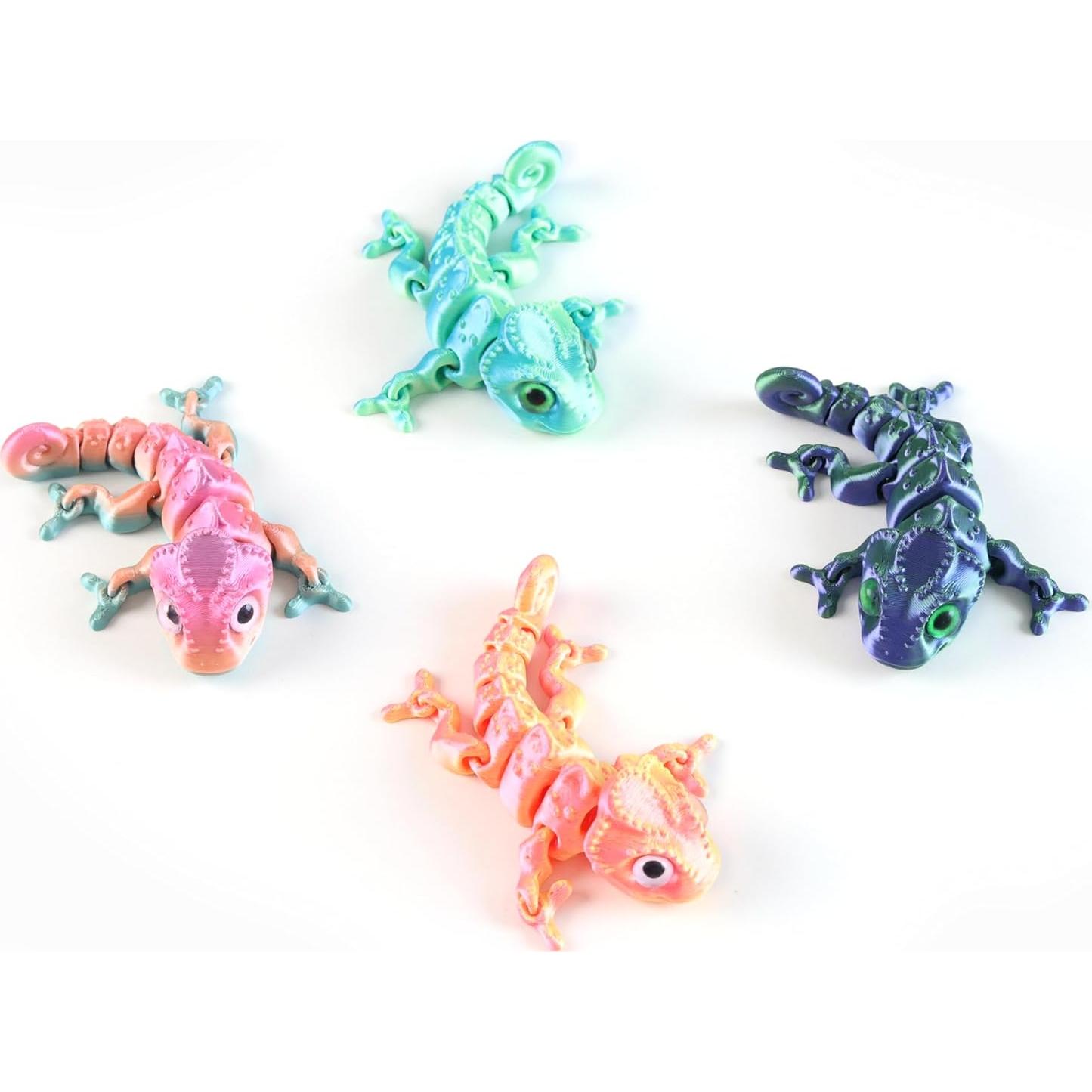 4 Piezas Camaleón Impreso en 3D Jorkei, Juguetes Antiestrés