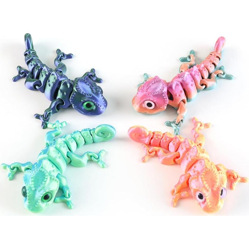 4 Piezas Camaleón Impreso en 3D Jorkei, Juguetes Antiestrés