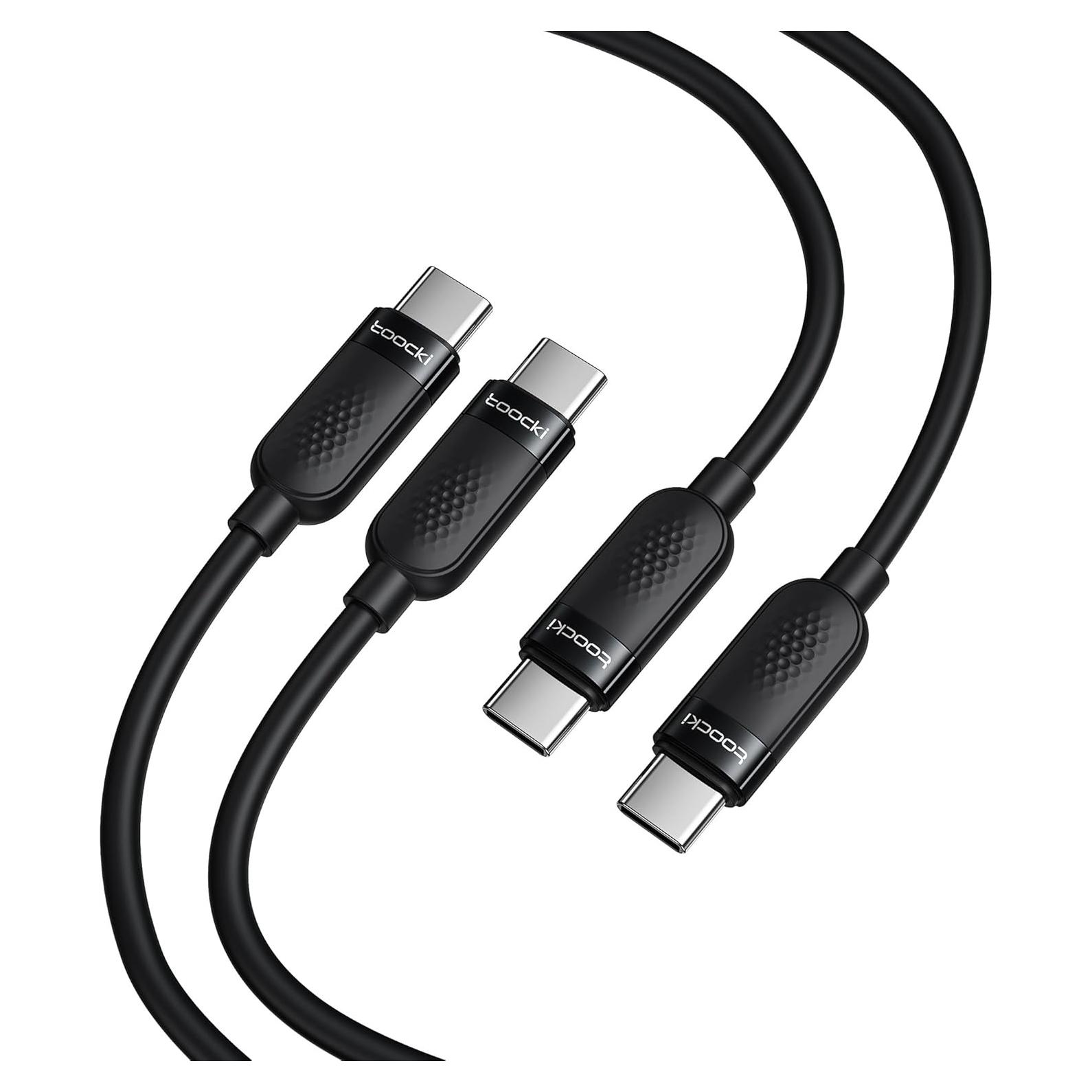 Cable USB C 60W Carga Rápida Silicona 1m Negro - 2Pack