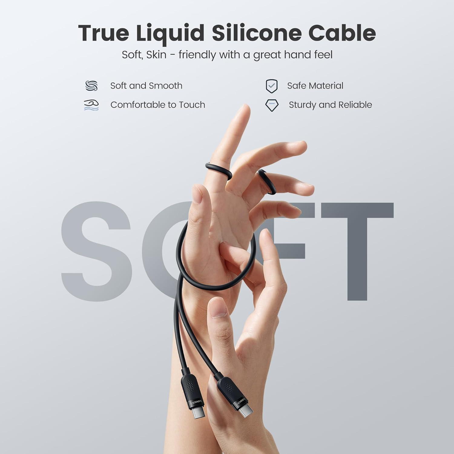 Cable USB C 60W Carga Rápida Silicona 1m Negro - 2Pack