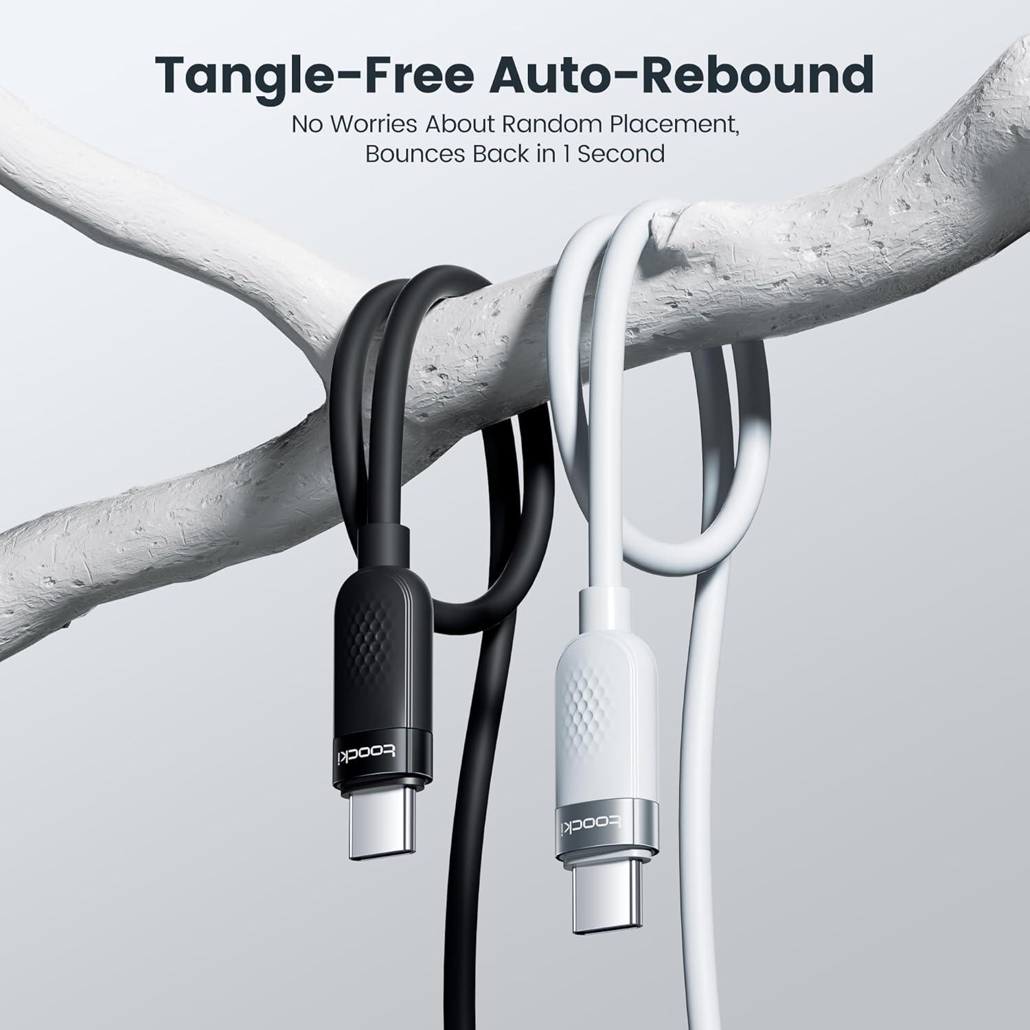 Cable USB C 60W Carga Rápida Silicona 1m Negro - 2Pack