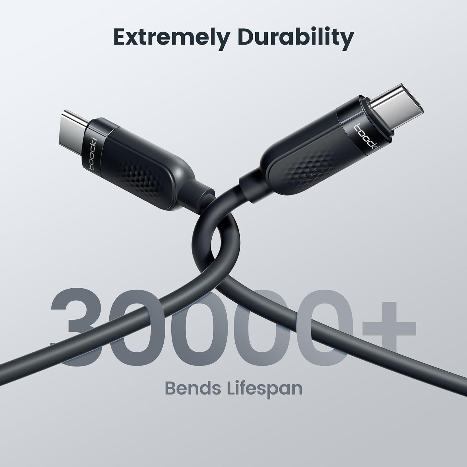 Cable USB C 60W Carga Rápida Silicona 1m Negro - 2Pack