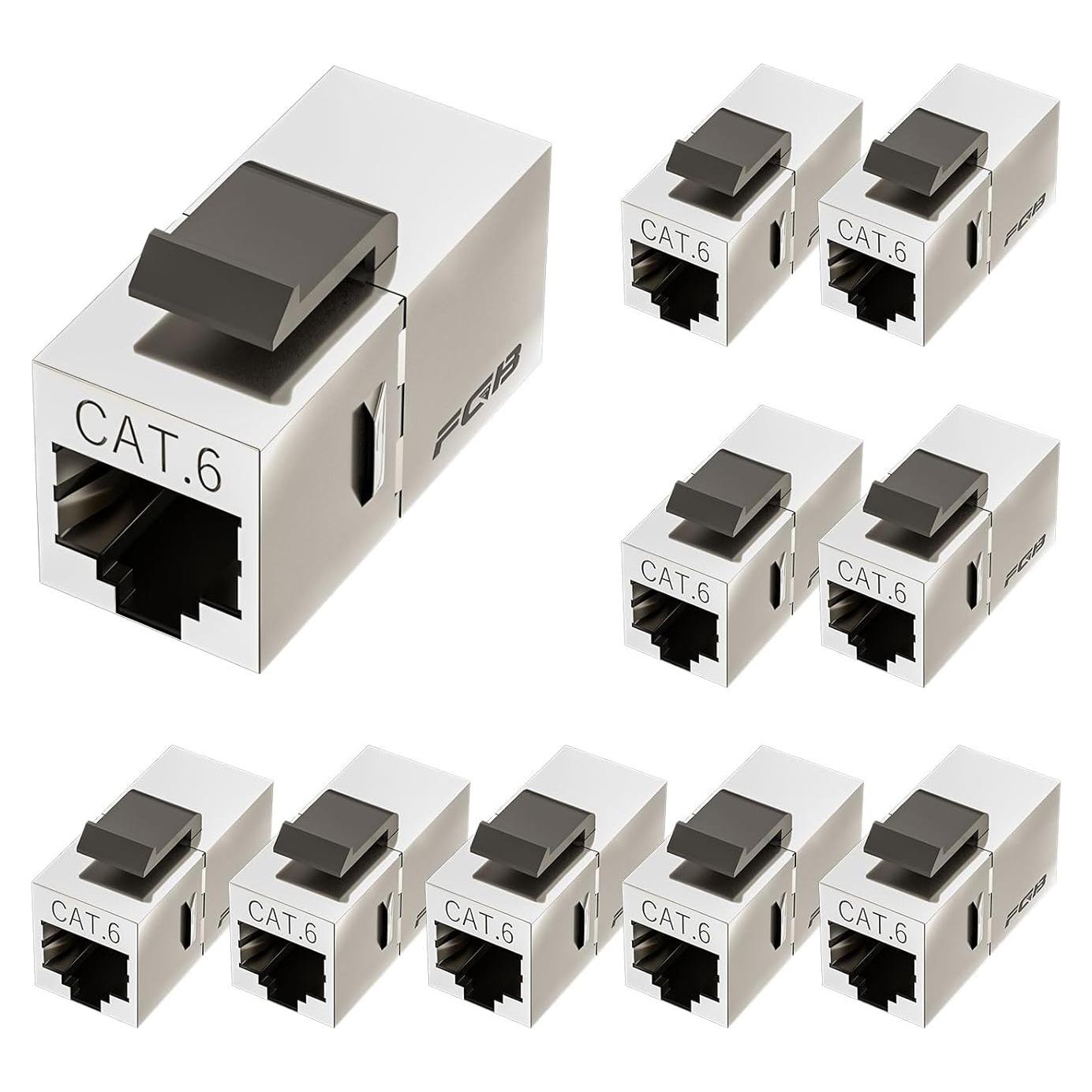 Paquete de 10 Acopladores Keystone Cat6 Hembra a Hembra FGB