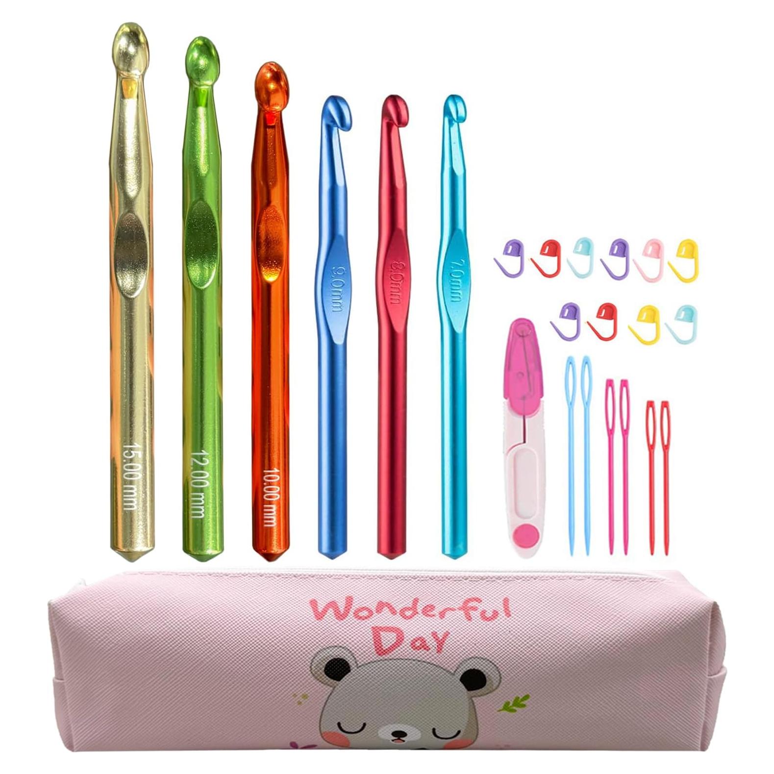 Conjunto de Ganchos de Crochet Mdoker 21 Piezas Aluminio Grande