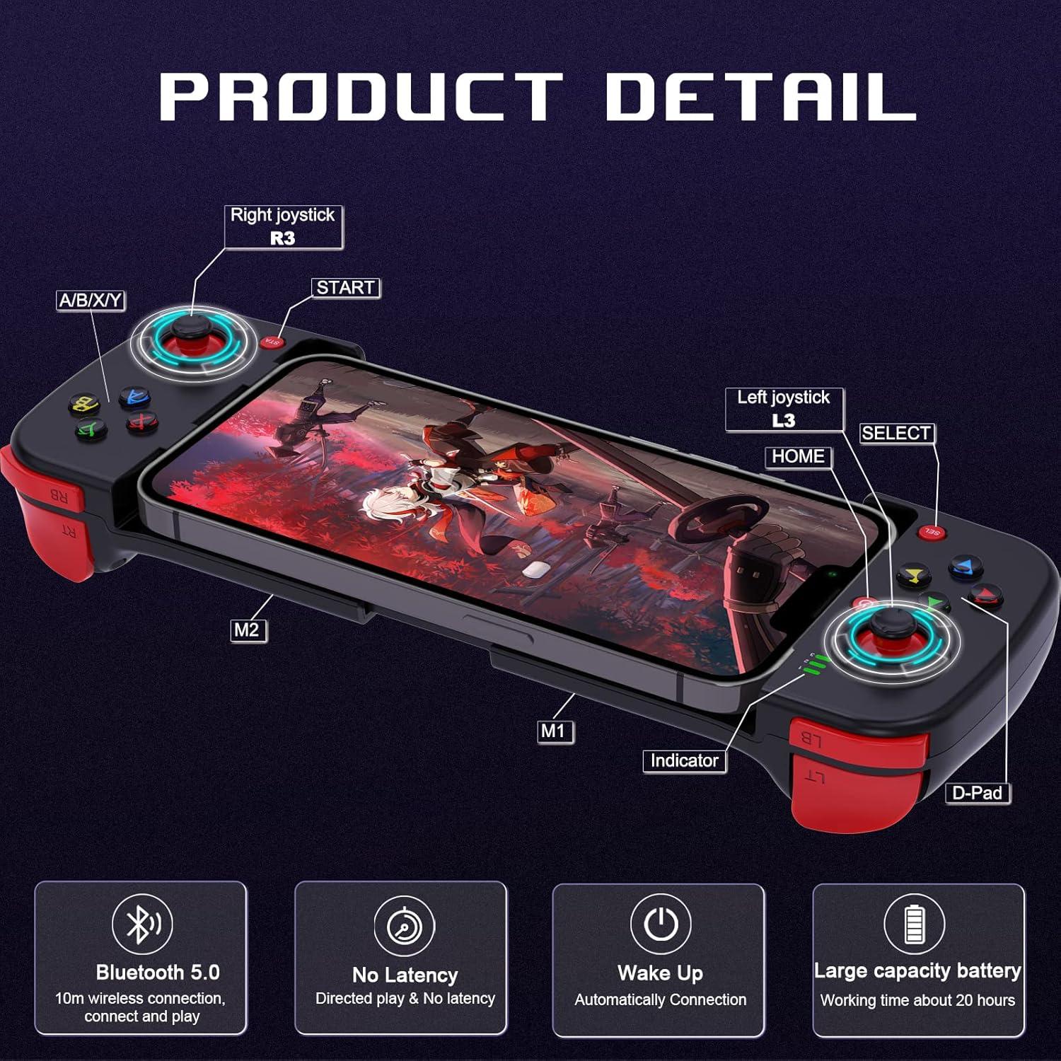 Controlador de Juego Móvil Megadream para iPhone y Android - Negro