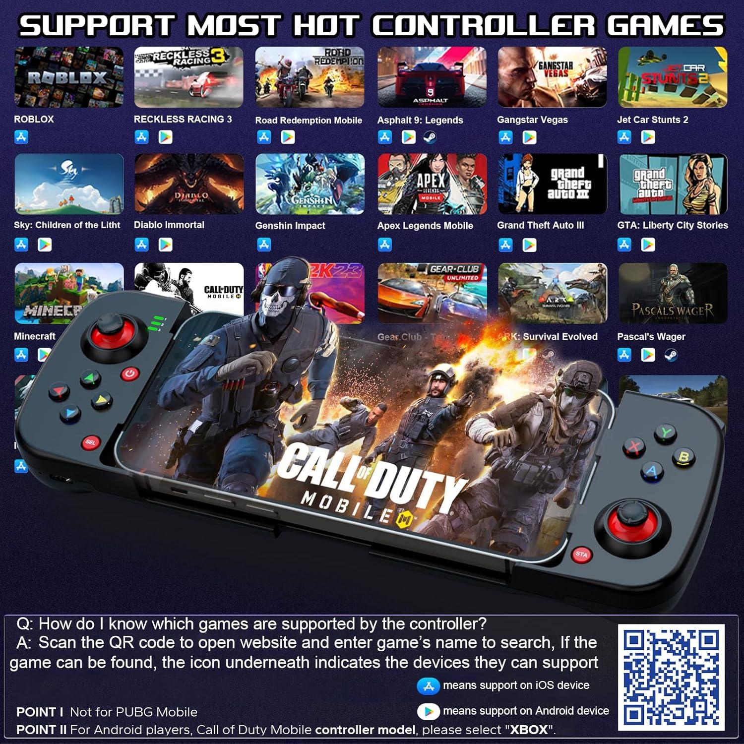 Controlador de Juego Móvil Megadream para iPhone y Android - Negro