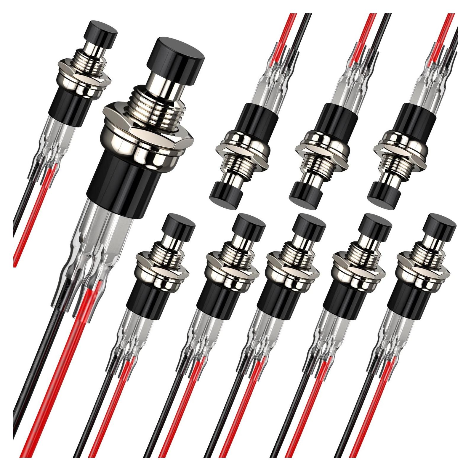 Interruptor de Botón Momentáneo DIYhz NC 10pcs 250V 1A