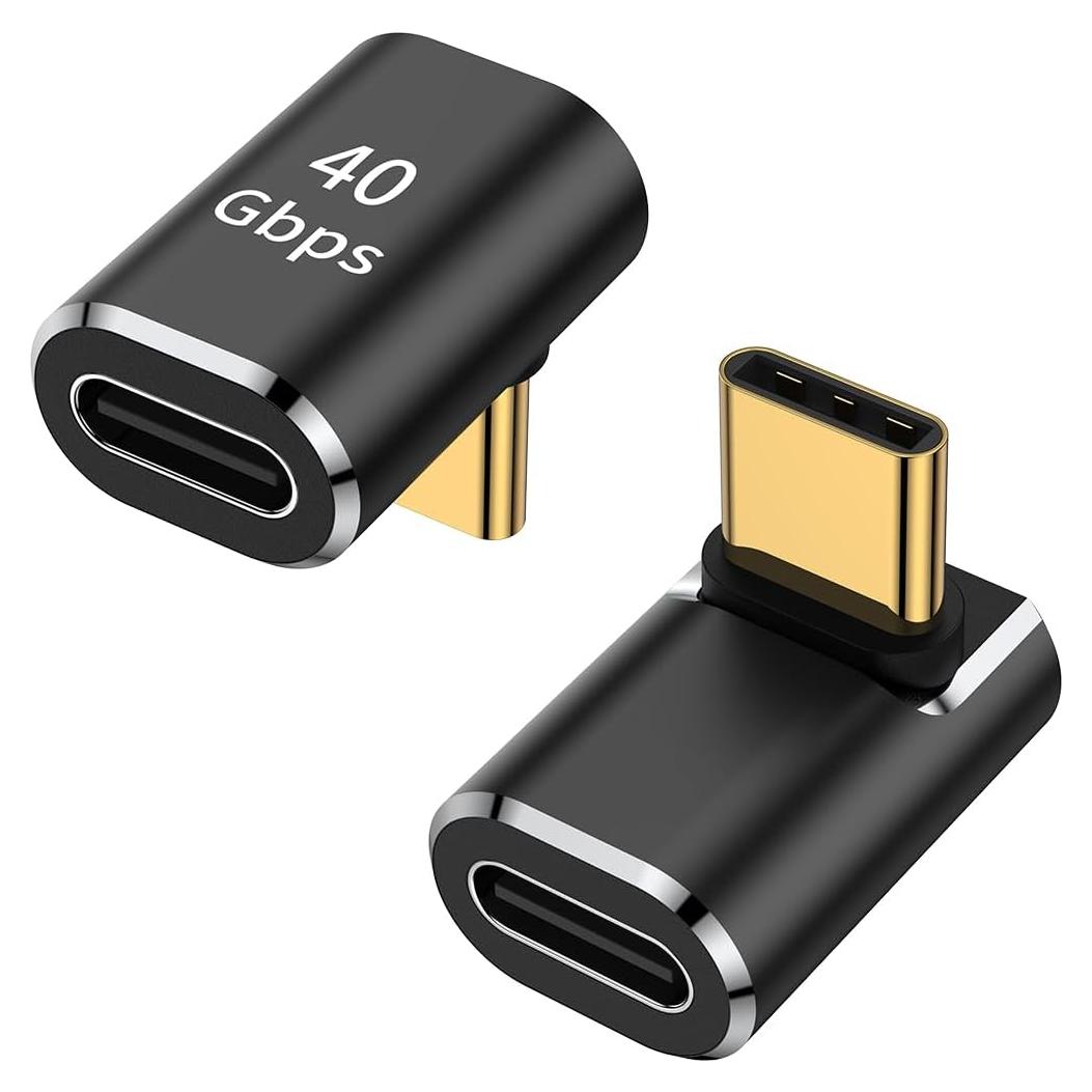 Adaptador USB C 90 Grados AuviPal - Paquete de 2, Negro