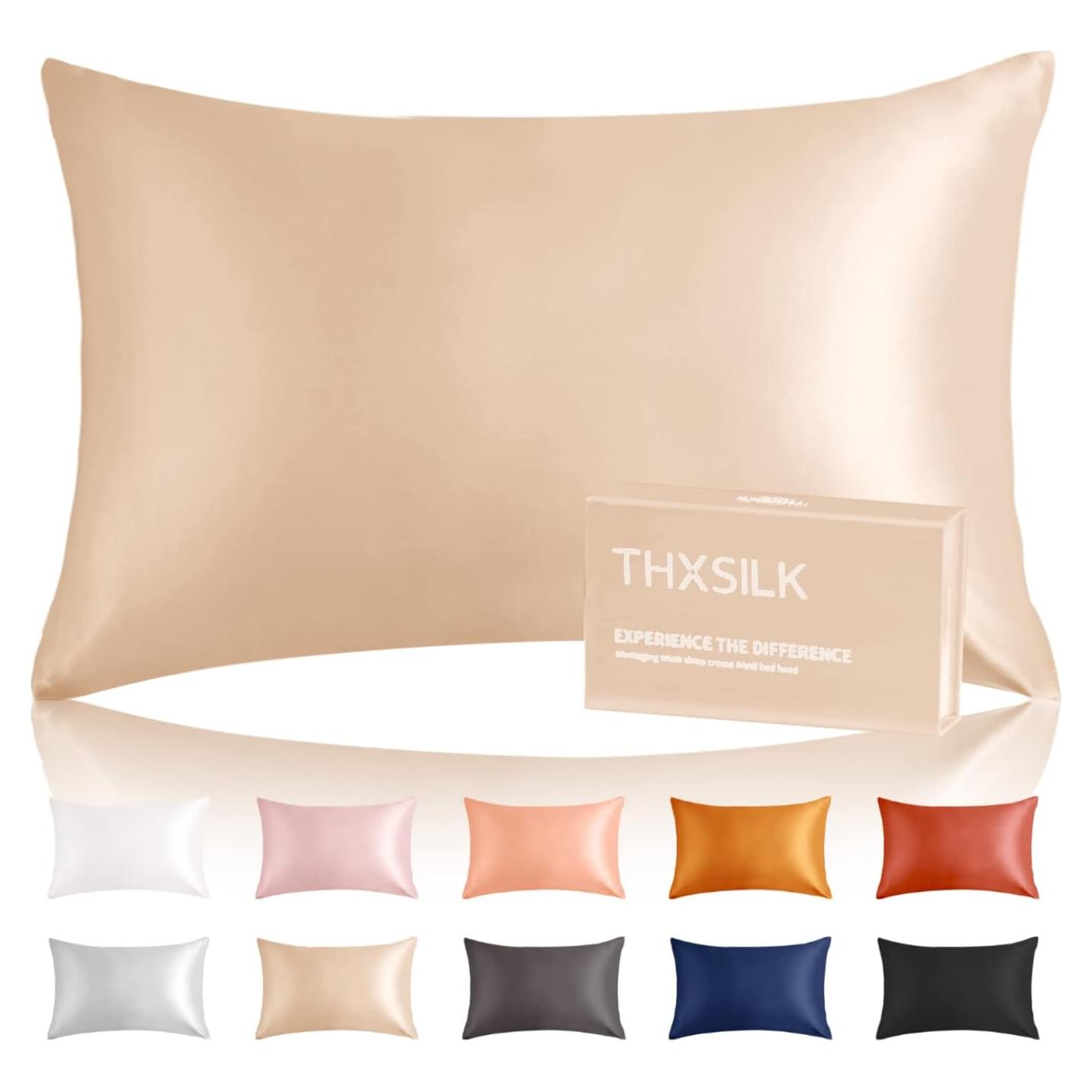Funda de Almohada de Seda THXSILK 25 Momme Estándar 20x66 cm Beige