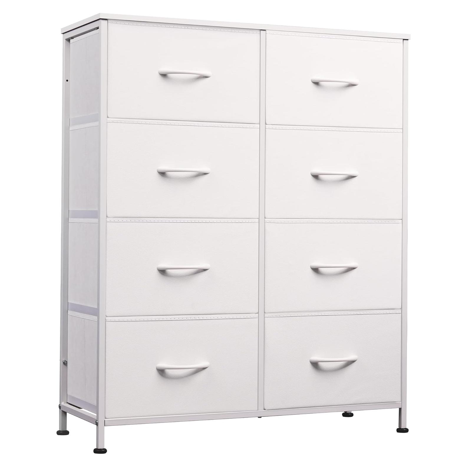Cajonera de Tela WLIVE 8 Cajones 80.5x29.7x98 cm Blanco