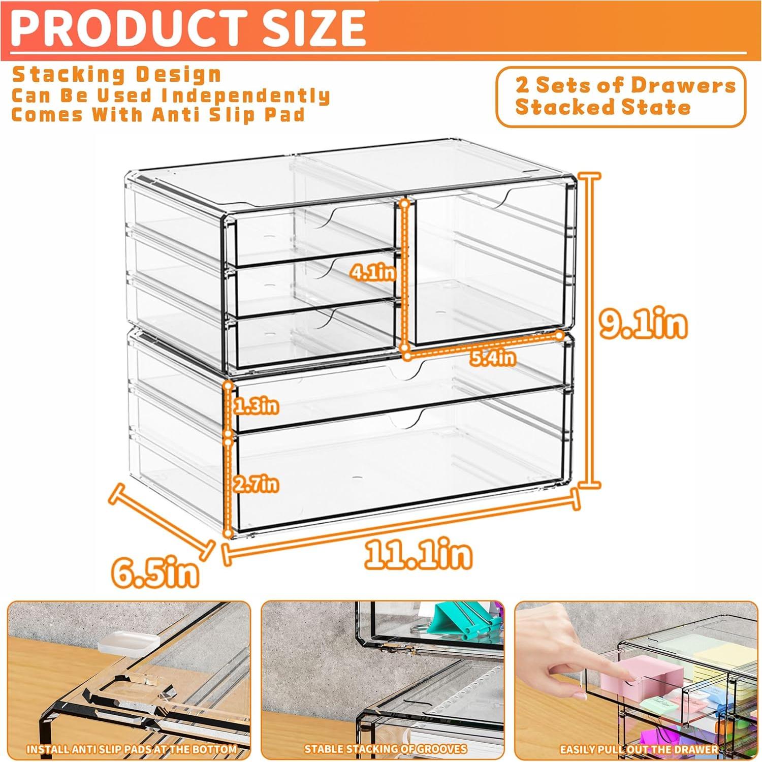 Organizador de Cajones Acrílico Yieach 6 Cajones 28.2x16.5 cm