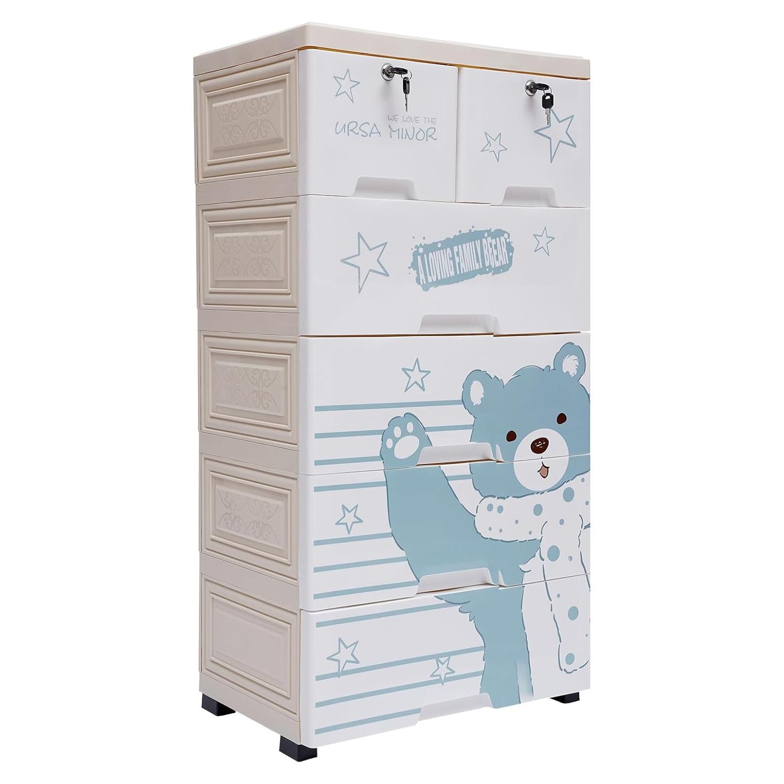 Cajonera de Plástico JUOPTGJ 6 Cajones Multicolor 50x34.9x101.8cm